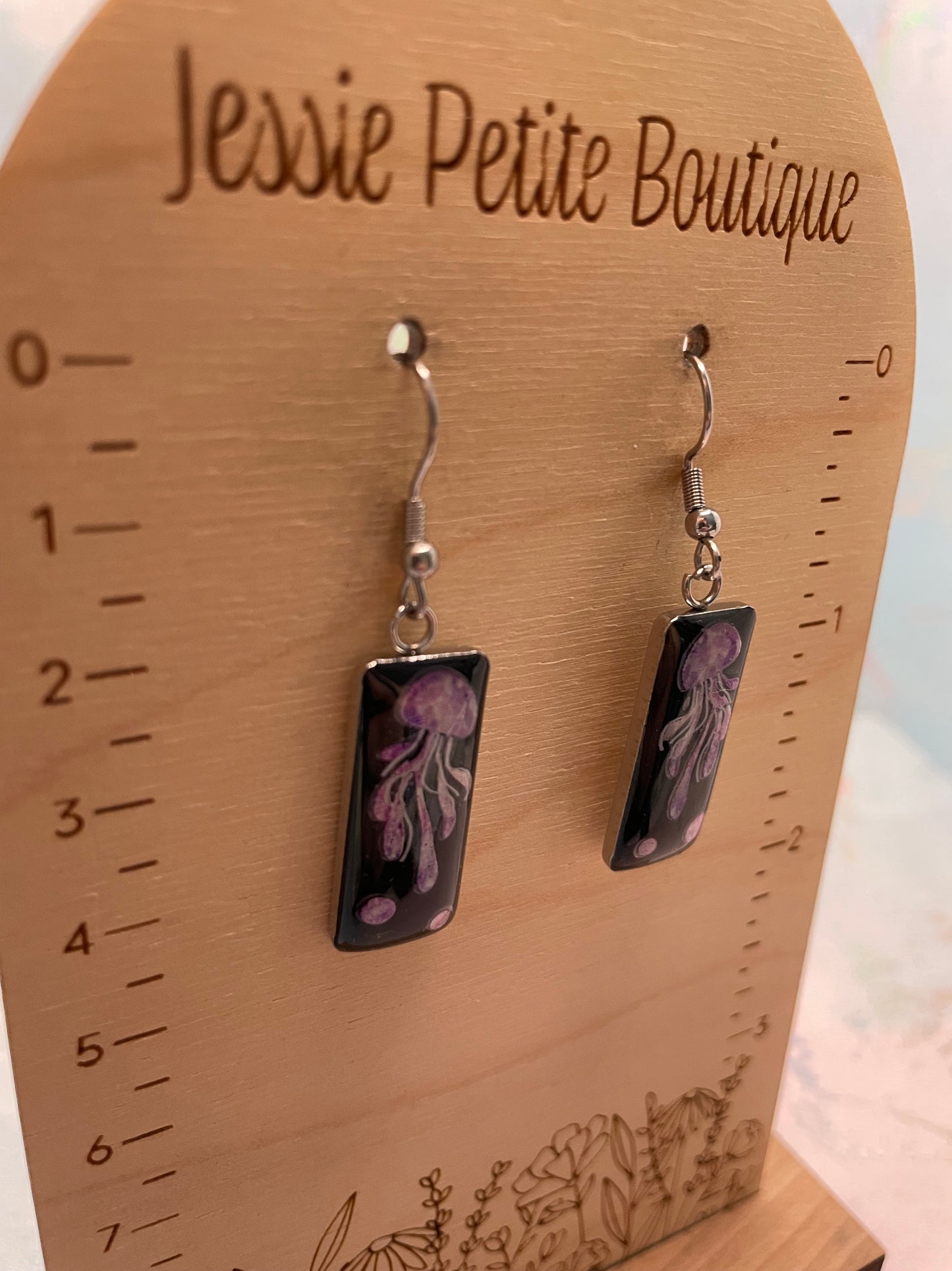 Boucles d’oreilles méduse en résine-Acier Inoxydable