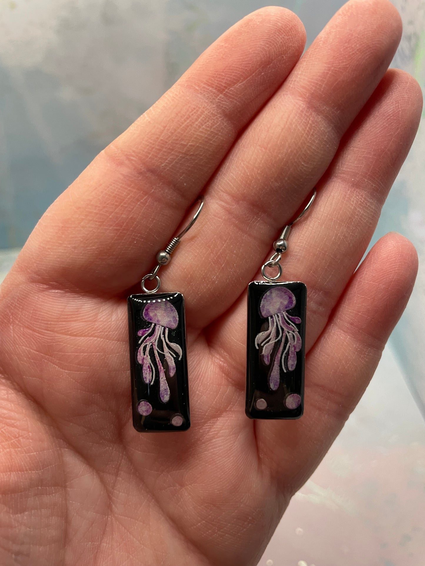 Boucles d’oreilles méduse en résine-Acier Inoxydable