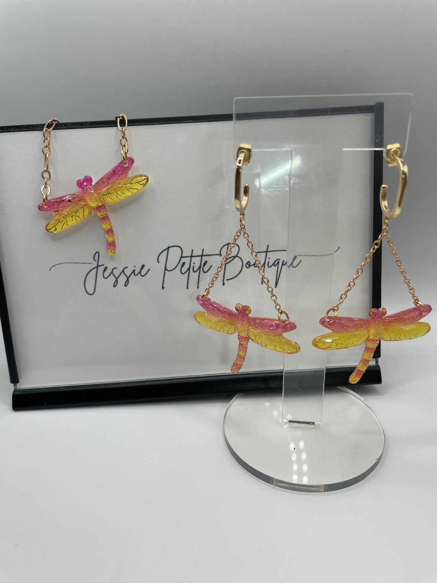 Ensemble Libellule en Rose et jaune- Edition limitée 