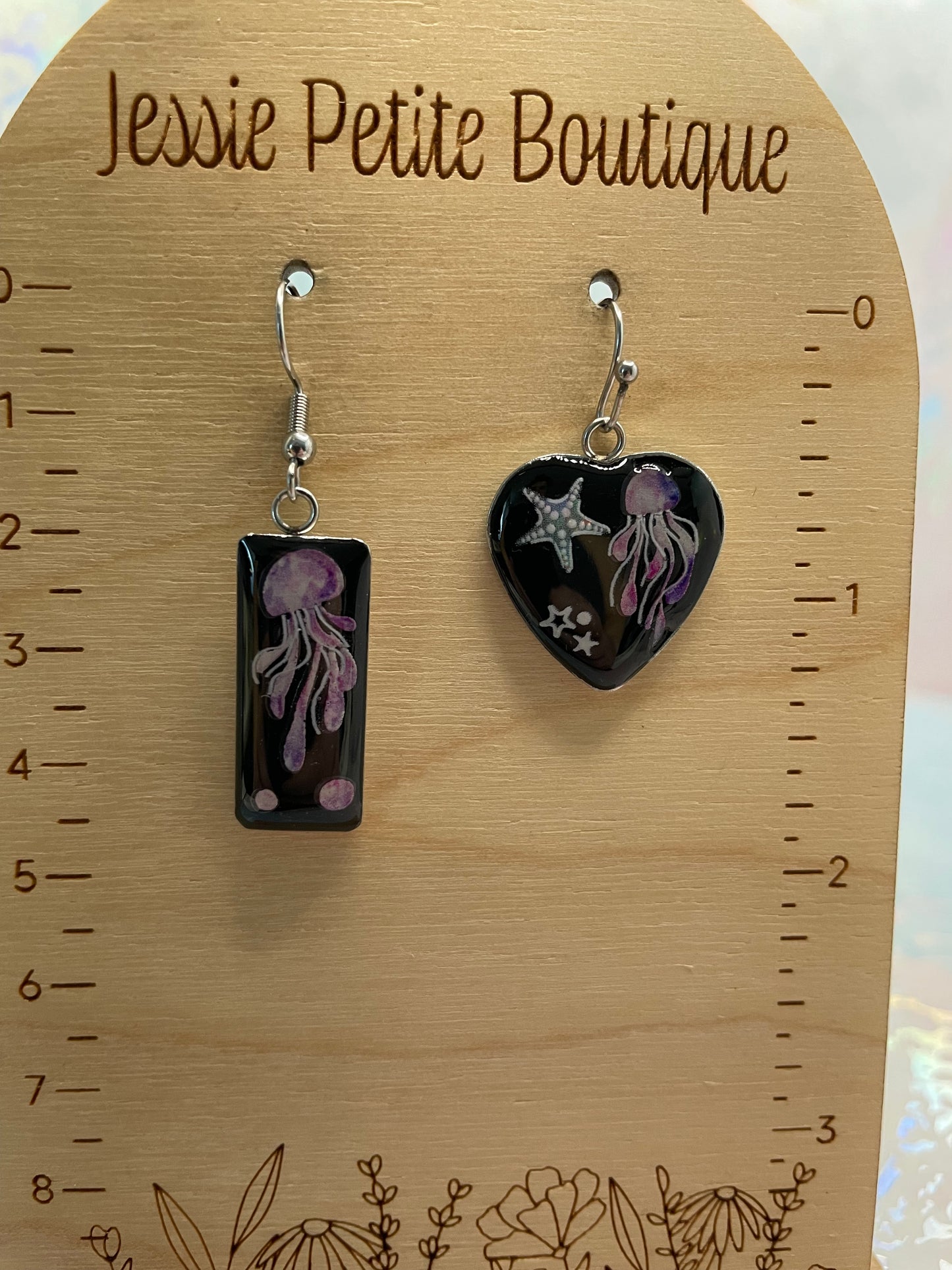 Boucles d’oreilles méduse en résine-Acier Inoxydable