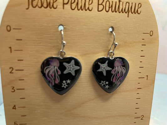 Jellyfish Resin Earrings-Stainless Steel