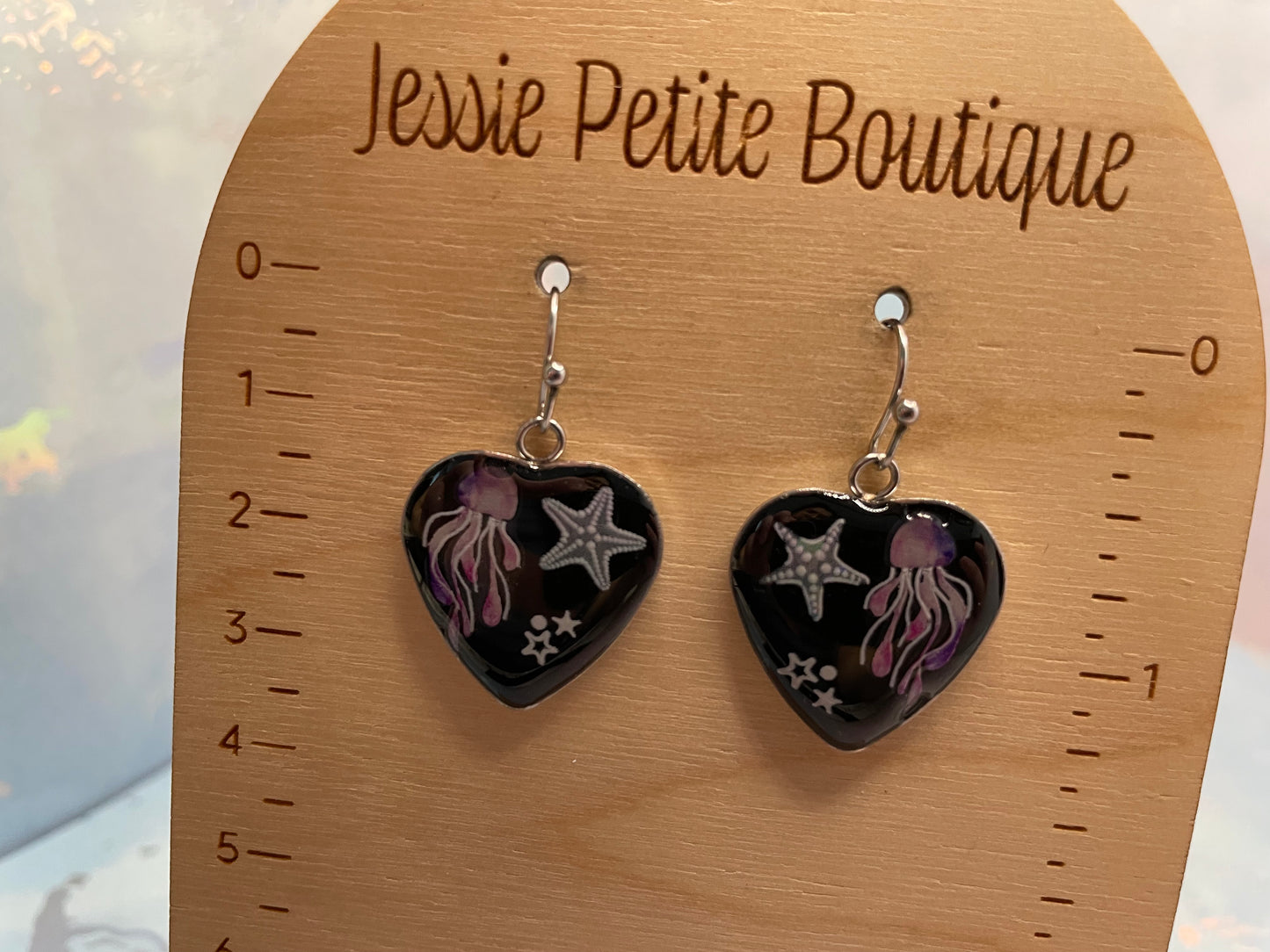 Boucles d’oreilles méduse en résine-Acier Inoxydable