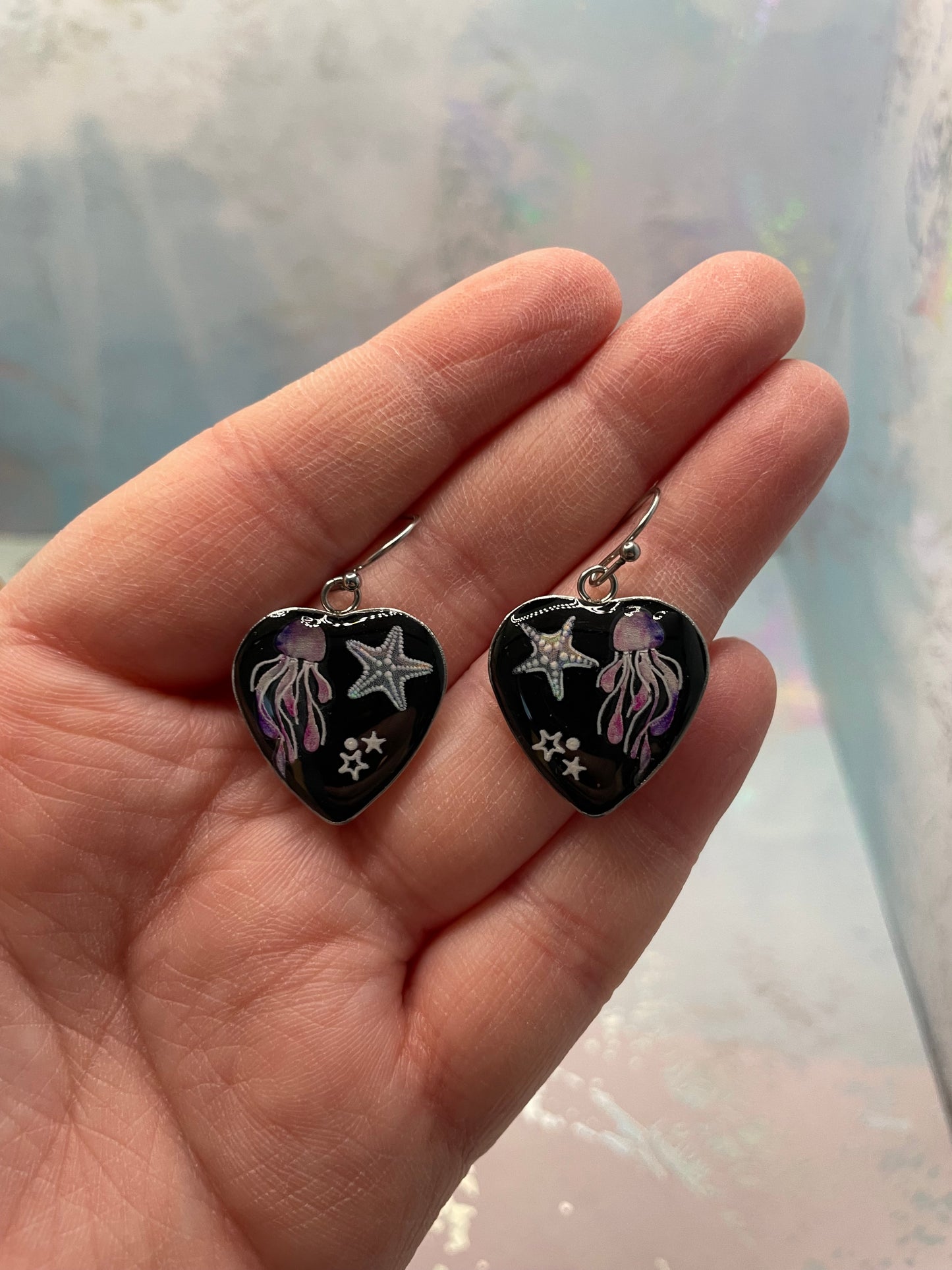 Boucles d’oreilles méduse en résine-Acier Inoxydable