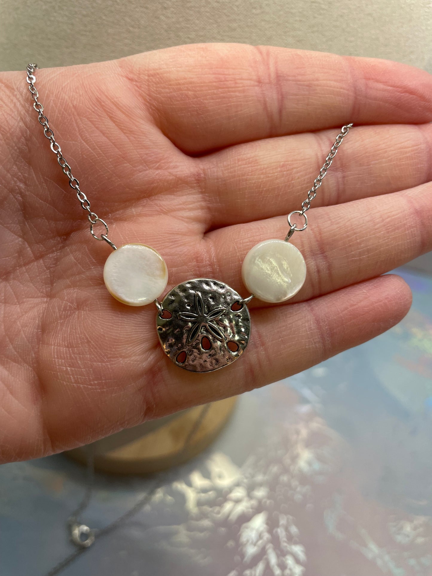 Sand Dollar & White Shell Necklace