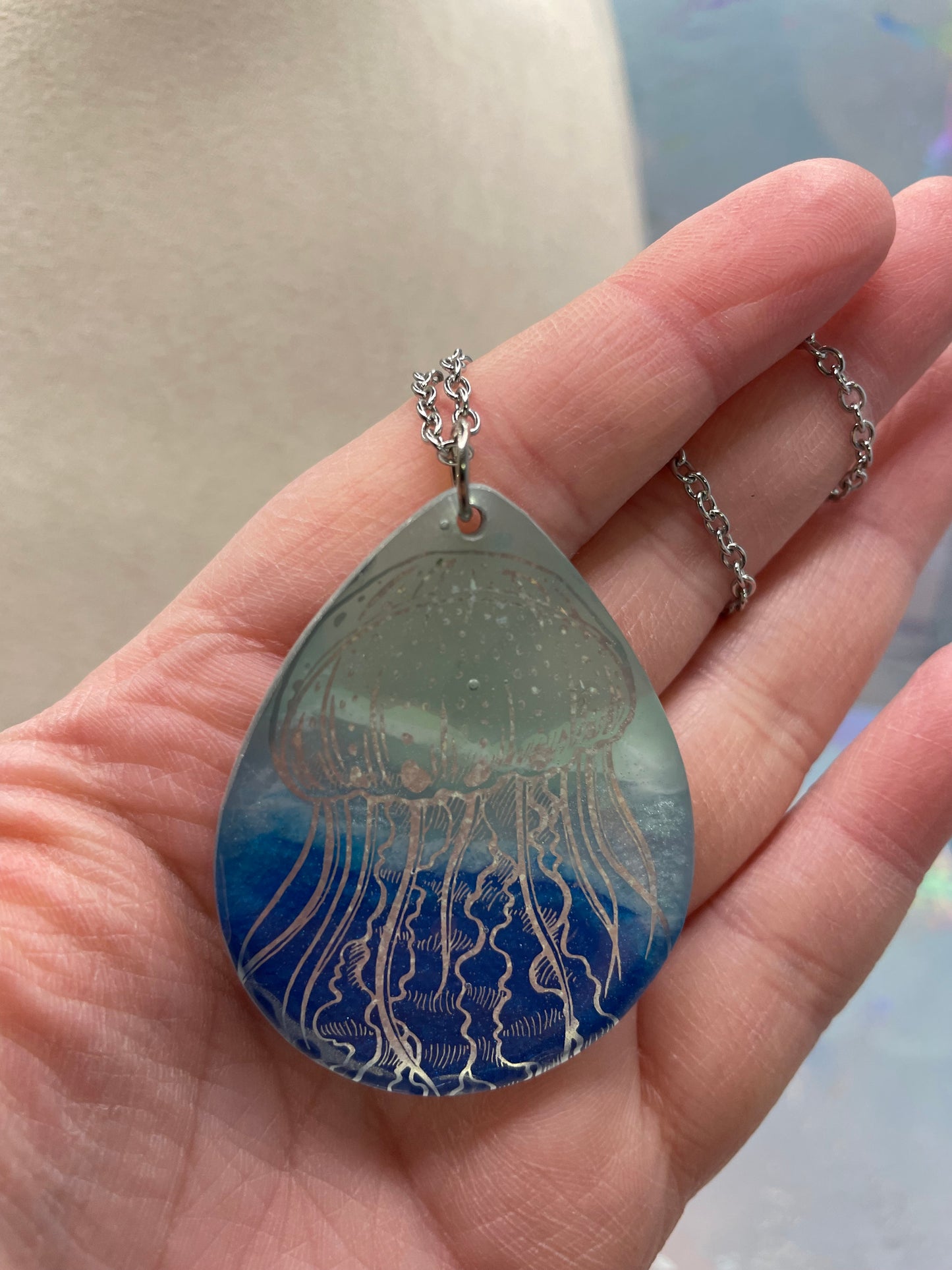 Collier goutte marine