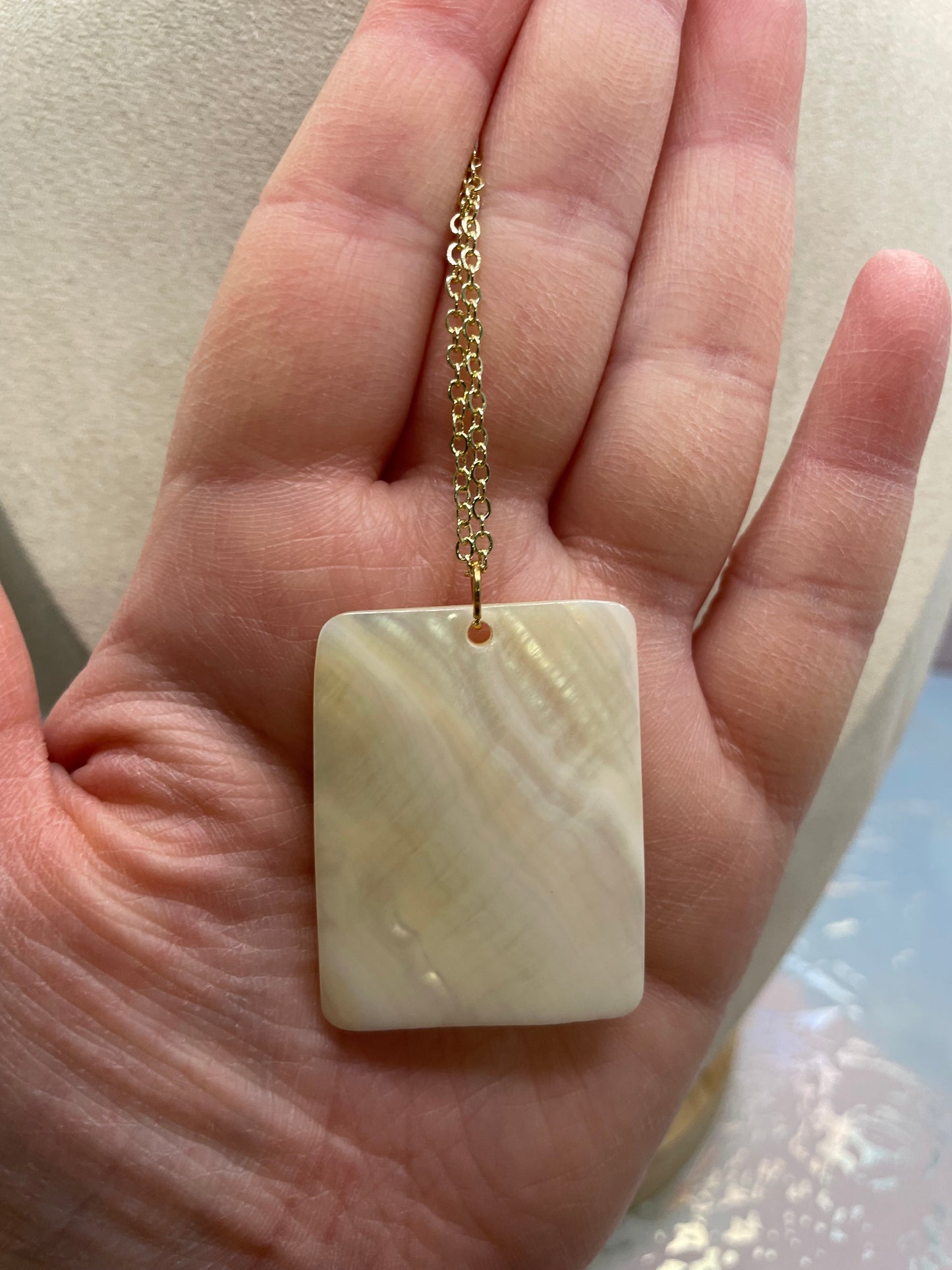 Large White Shell Rectangle Necklace
