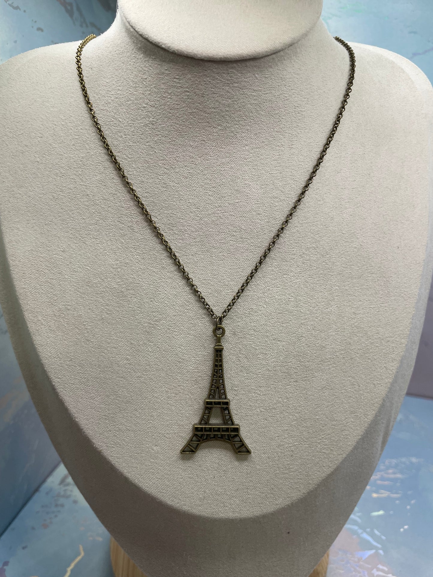 Bronze Eiffel Tower Necklace