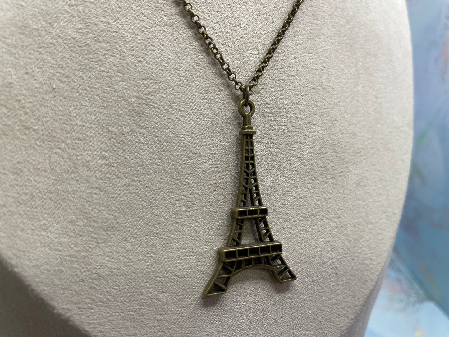 Bronze Eiffel Tower Necklace