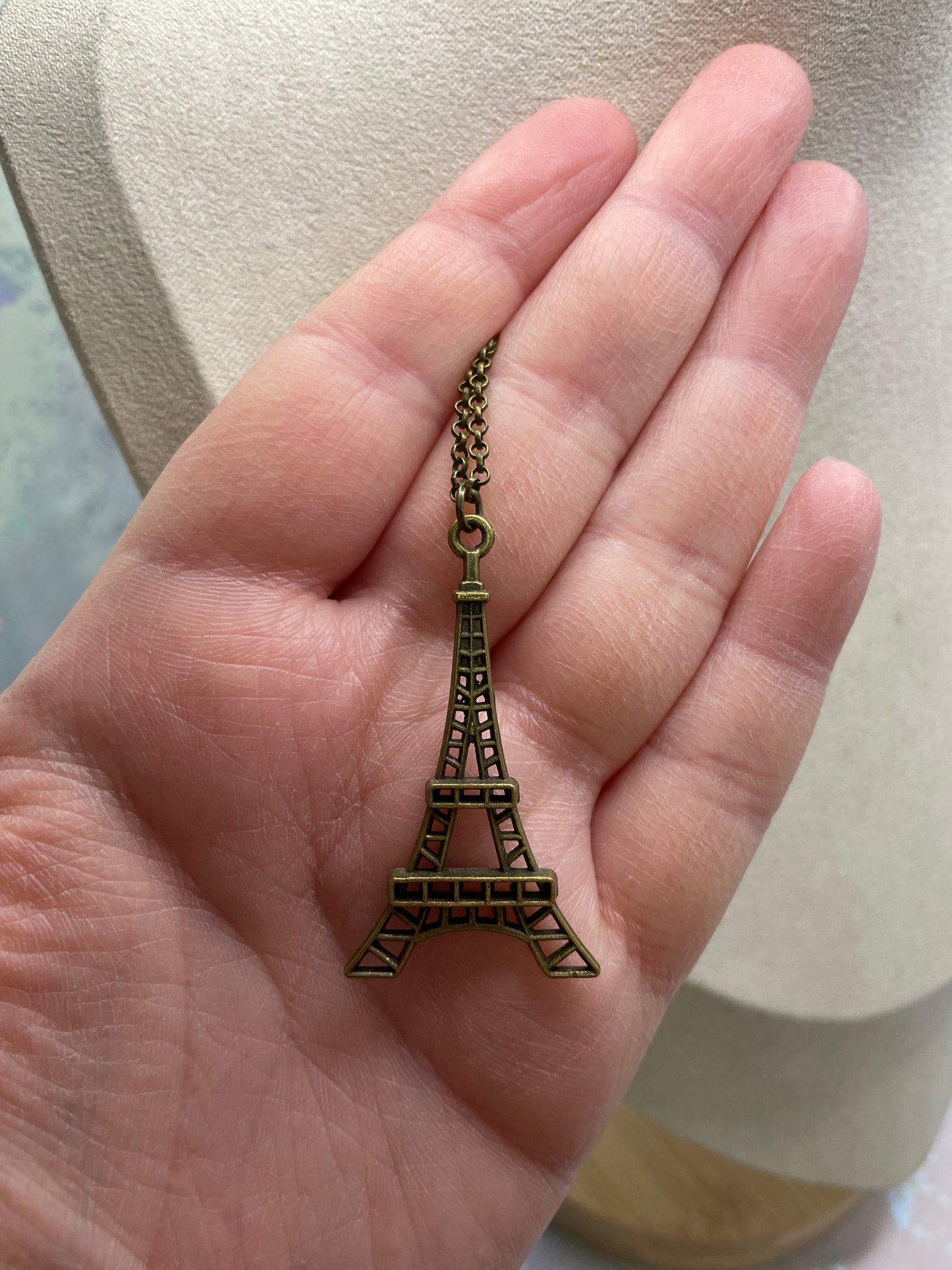 Bronze Eiffel Tower Necklace
