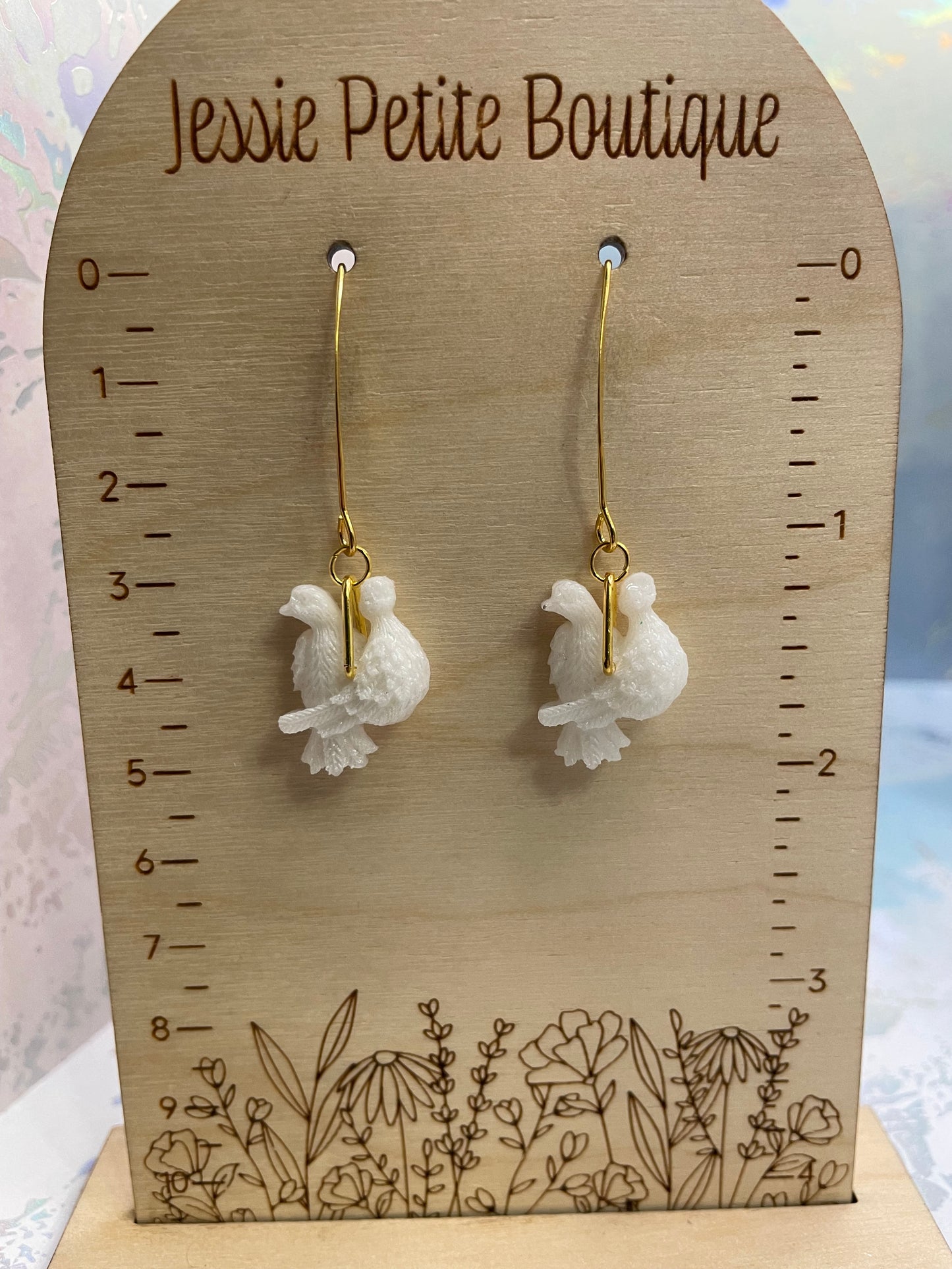 Boucles d'oreilles oiseau blanc amoureux