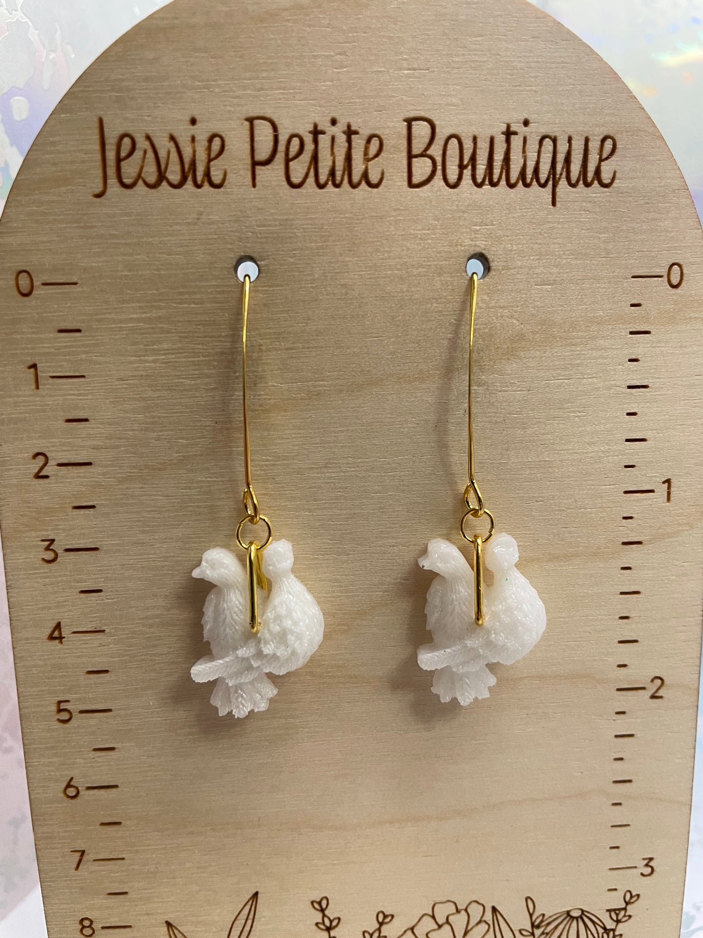 Boucles d'oreilles oiseau blanc amoureux