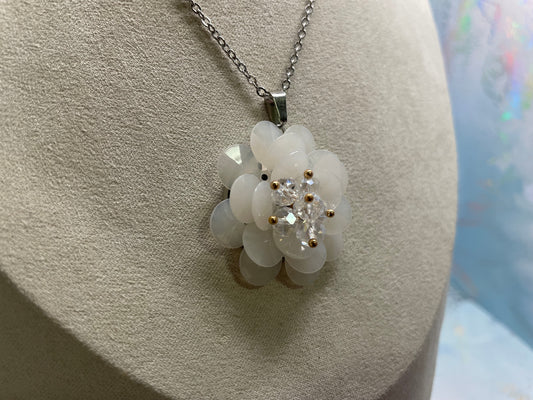 White Floral Cluster Necklace