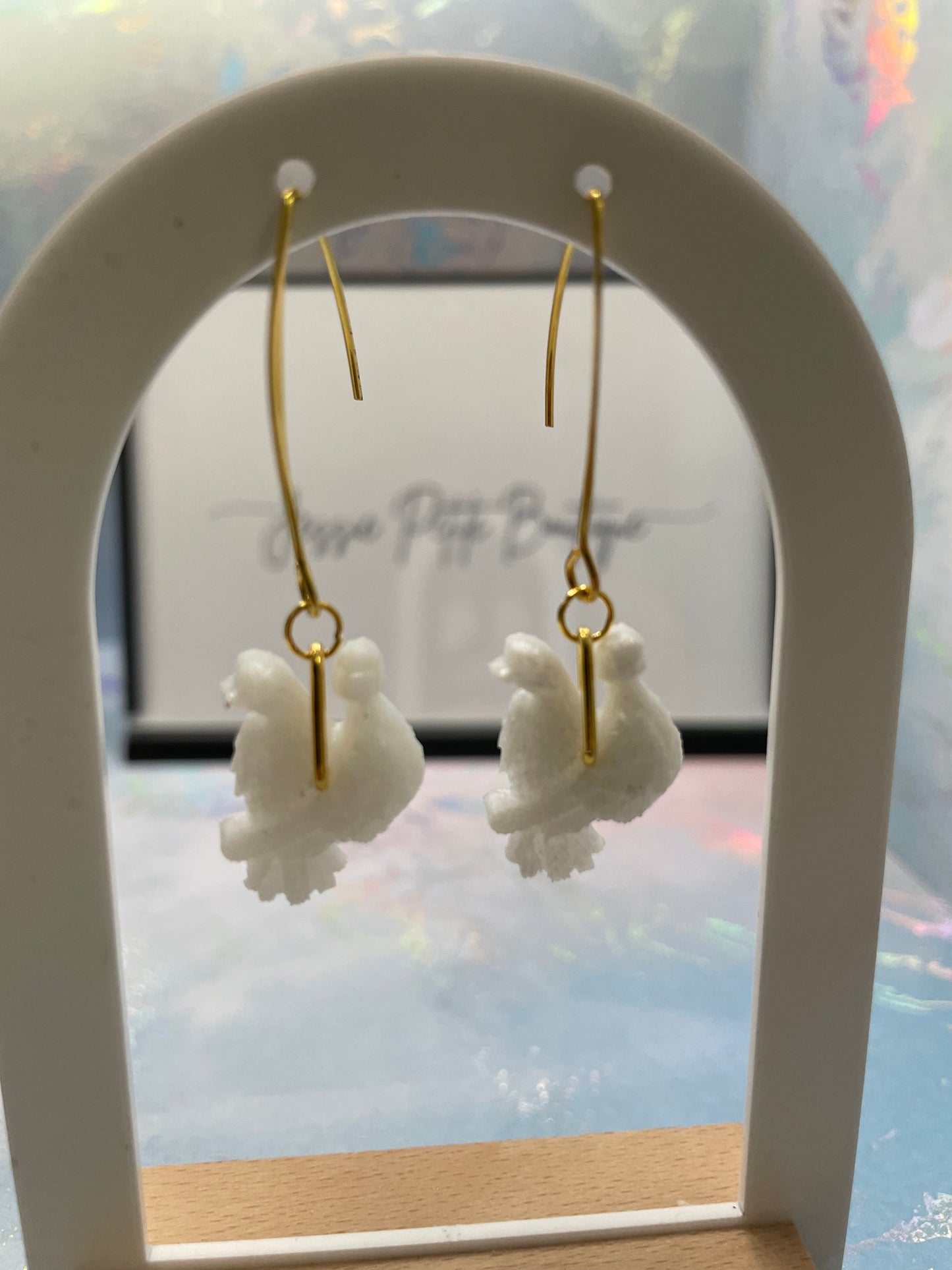 Boucles d'oreilles oiseau blanc amoureux