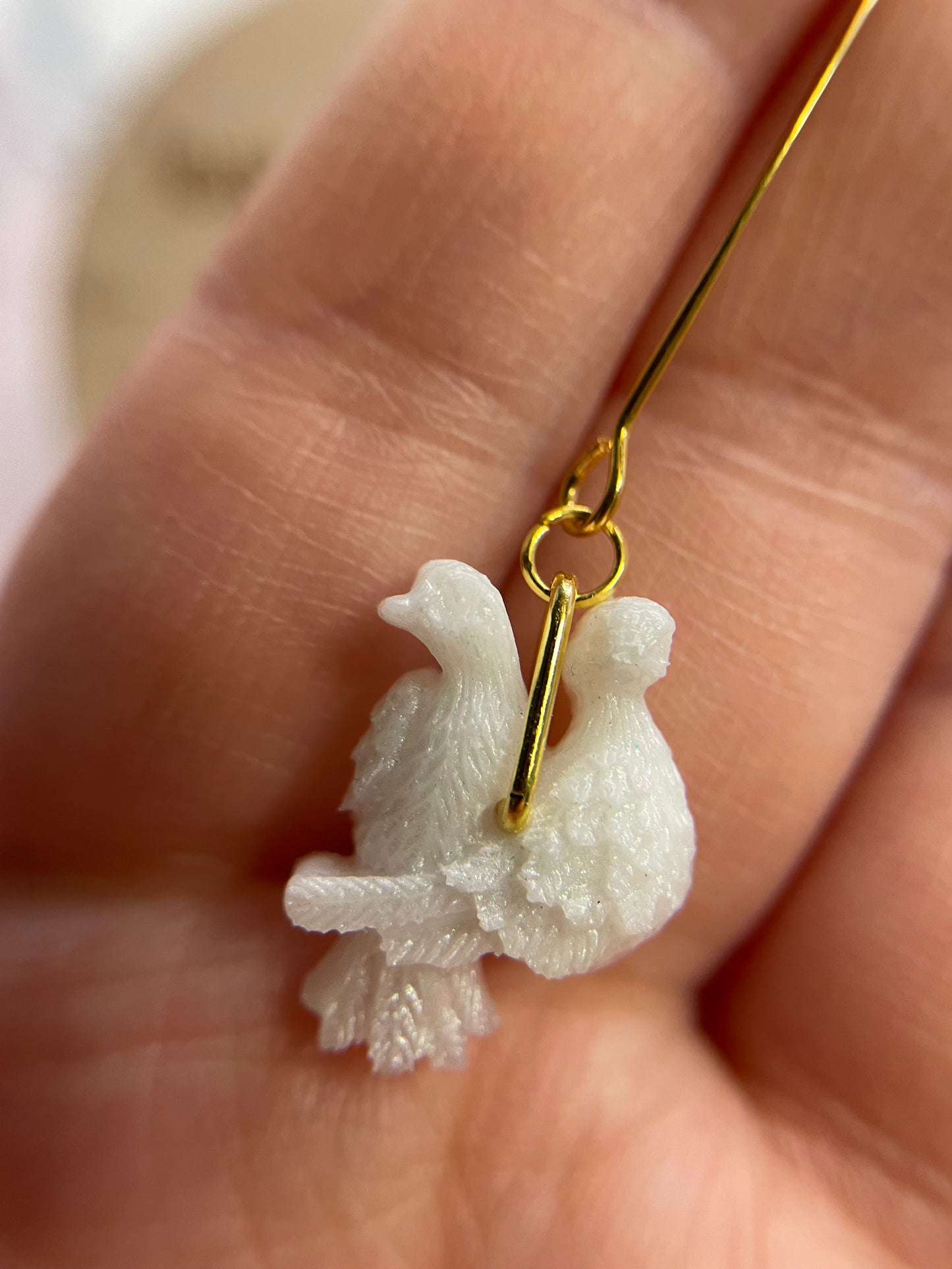 Boucles d'oreilles oiseau blanc amoureux