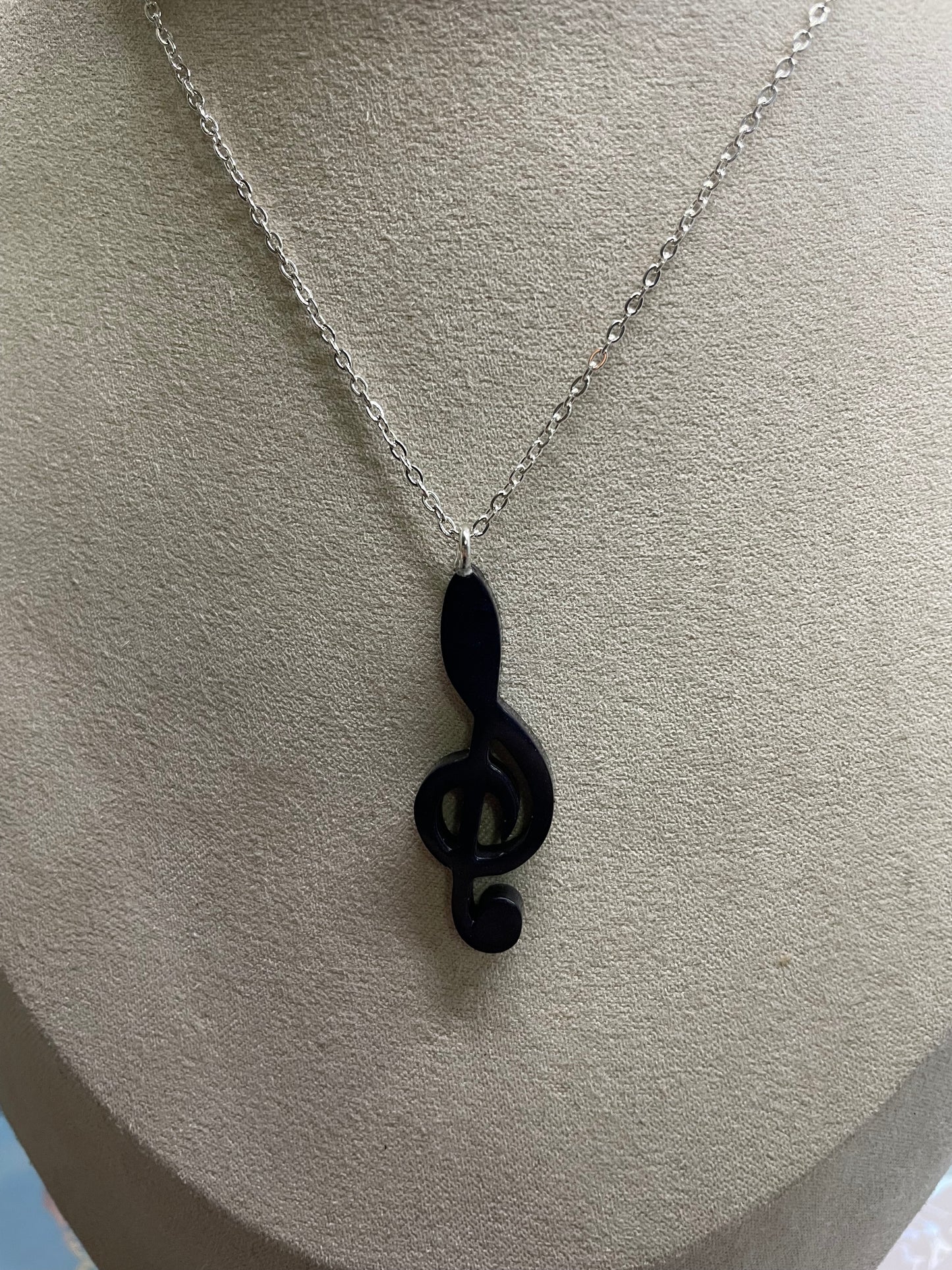 Dark Blue Treble Clef Necklace