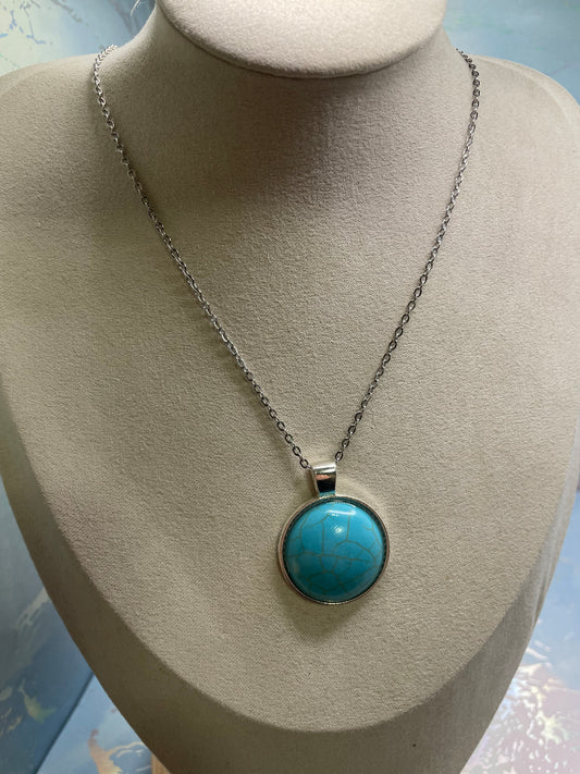 Turquoise Round Bezel Necklace