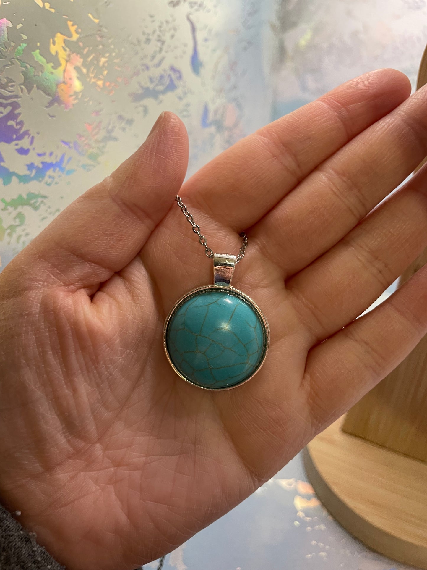 Collier à cabochon rond en turquoise