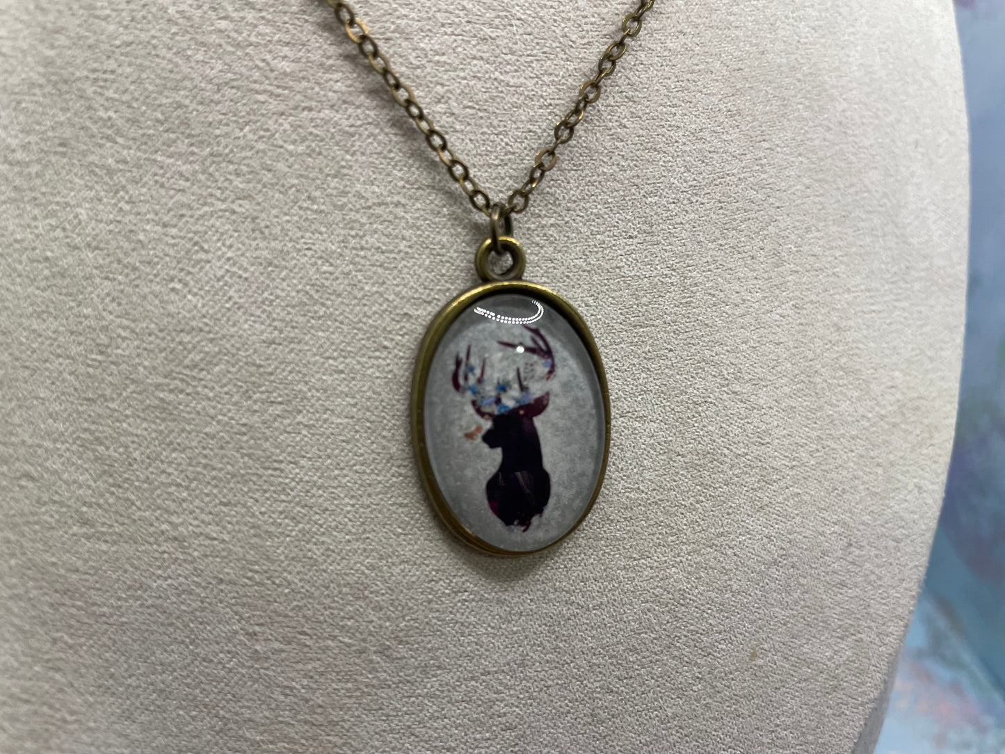 Collier Cabochon Bronze Chevreuil