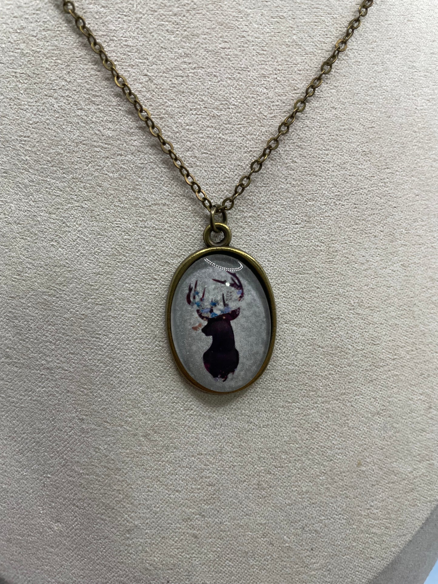 Collier Cabochon Bronze Chevreuil