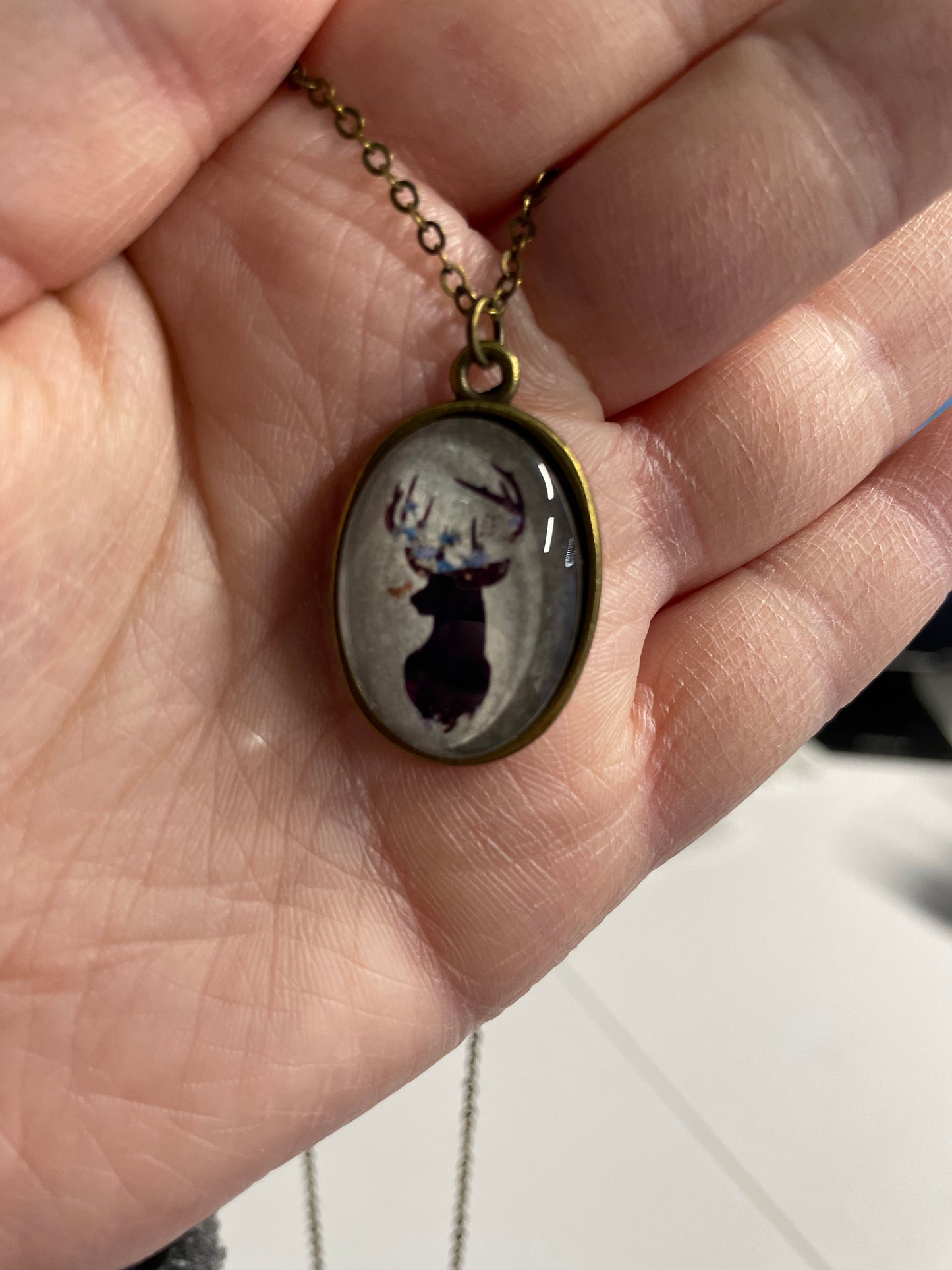 Collier Cabochon Bronze Chevreuil