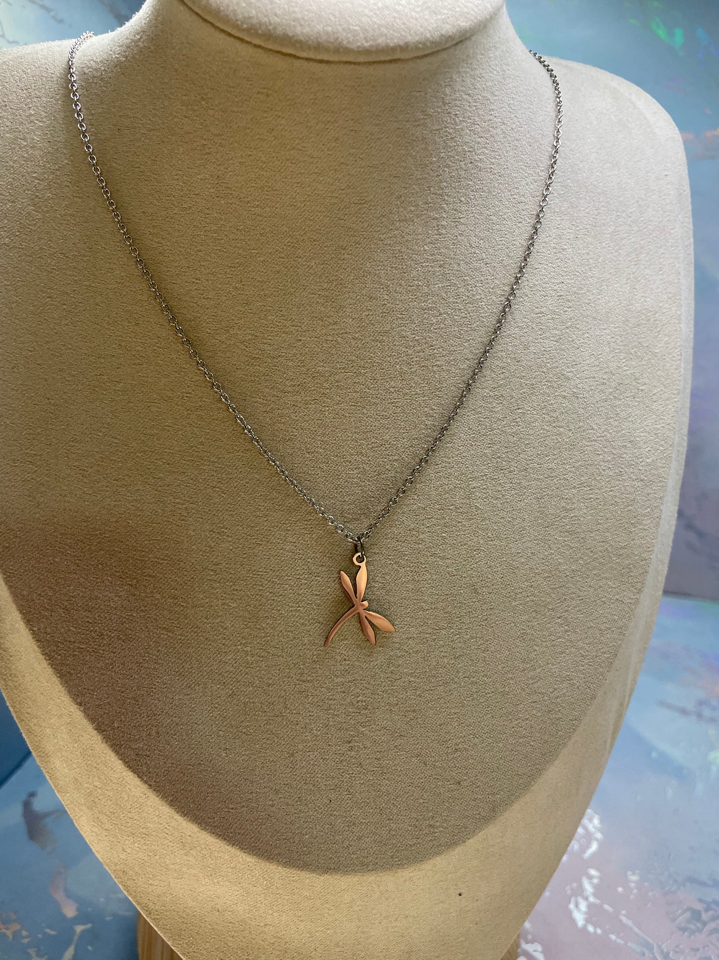 Ensemble libellule argentée-Acier Inoxydable