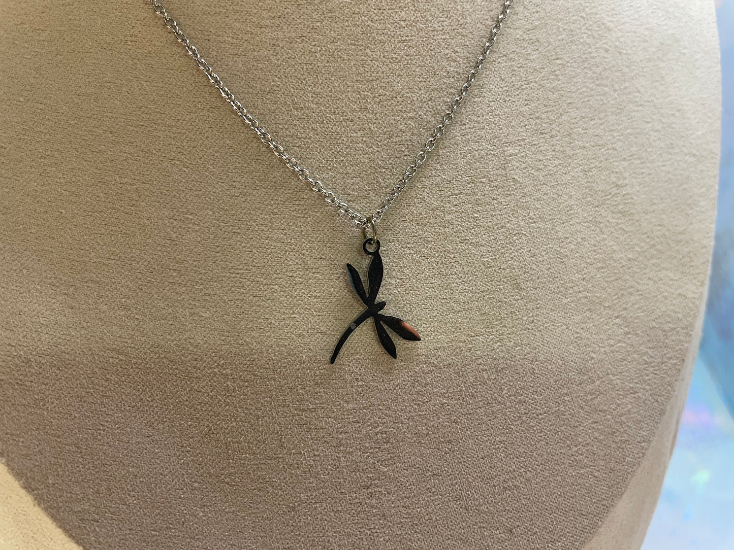 Ensemble libellule argentée-Acier Inoxydable