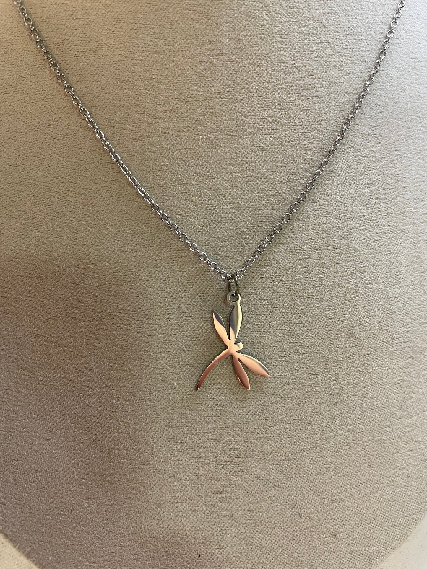 Ensemble libellule argentée-Acier Inoxydable