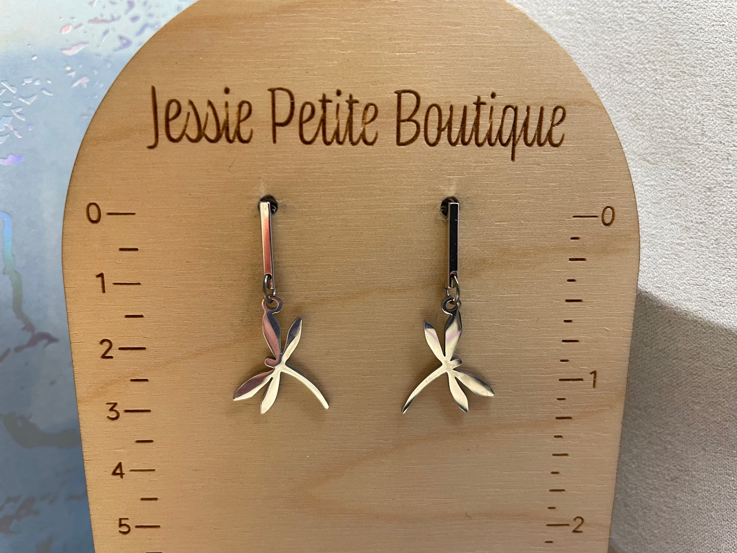 Ensemble libellule argentée-Acier Inoxydable