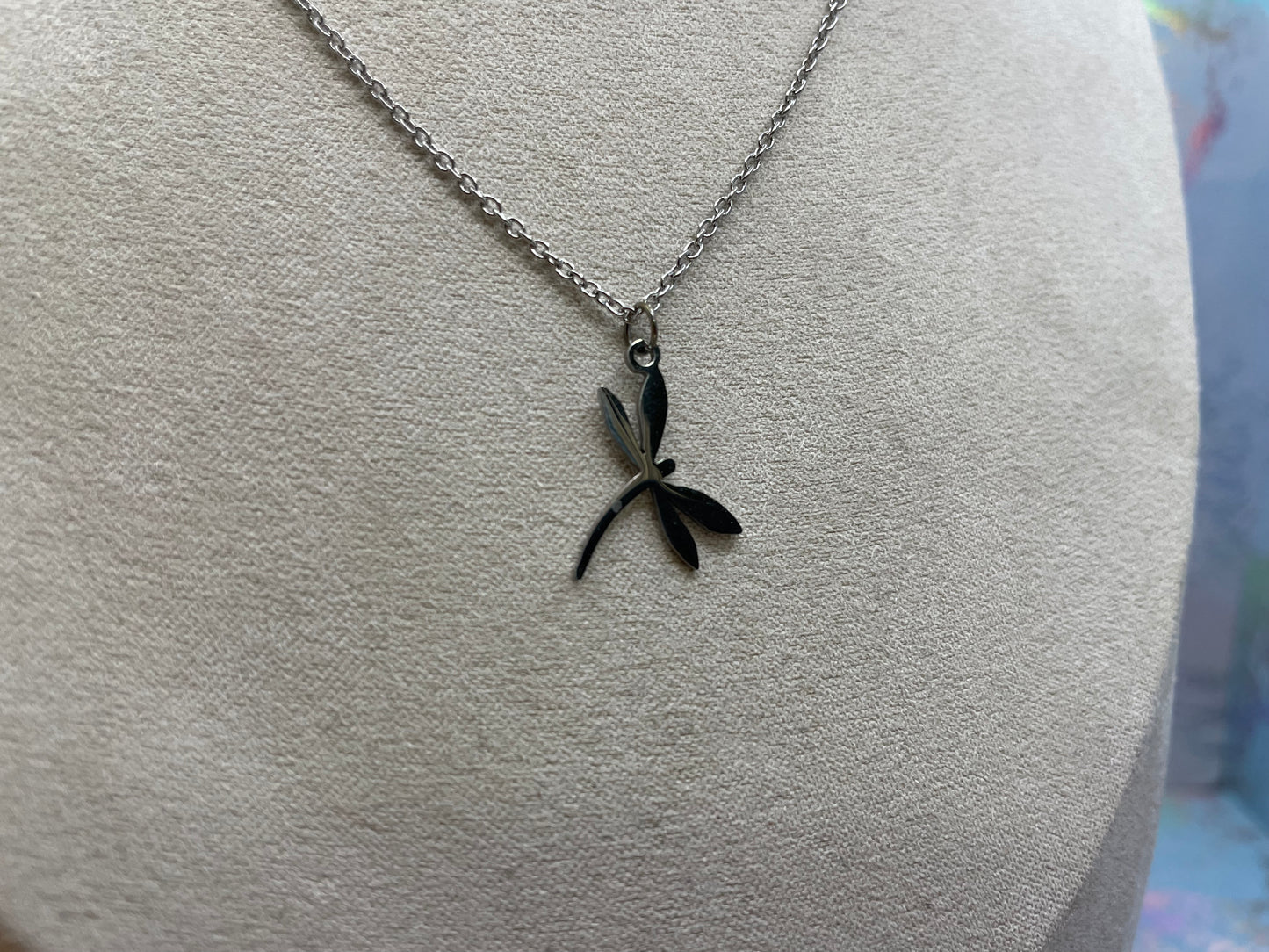 Ensemble libellule argentée-Acier Inoxydable