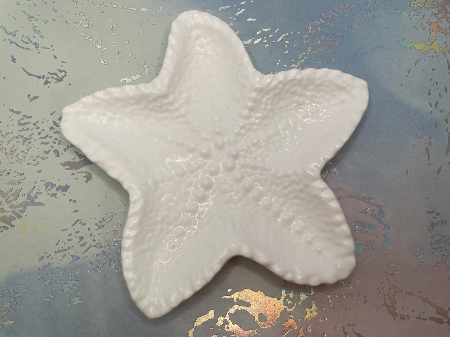 Plateau Décoratif Étoile de Mer en Éco-Résine Blanche