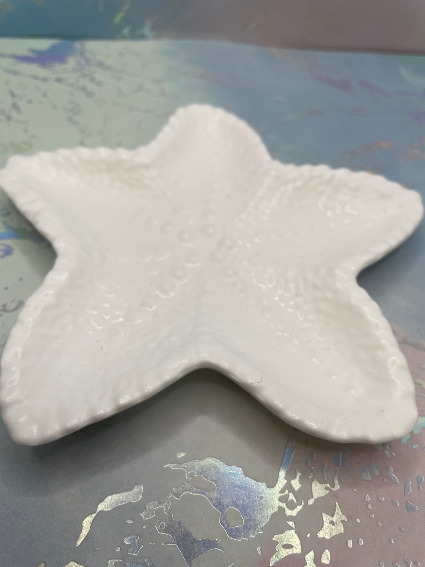 Plateau Décoratif Étoile de Mer en Éco-Résine Blanche