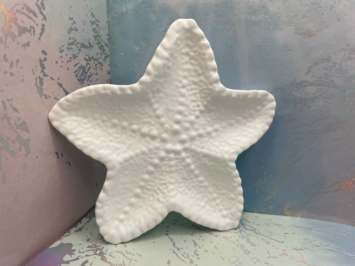 Plateau Décoratif Étoile de Mer en Éco-Résine Blanche