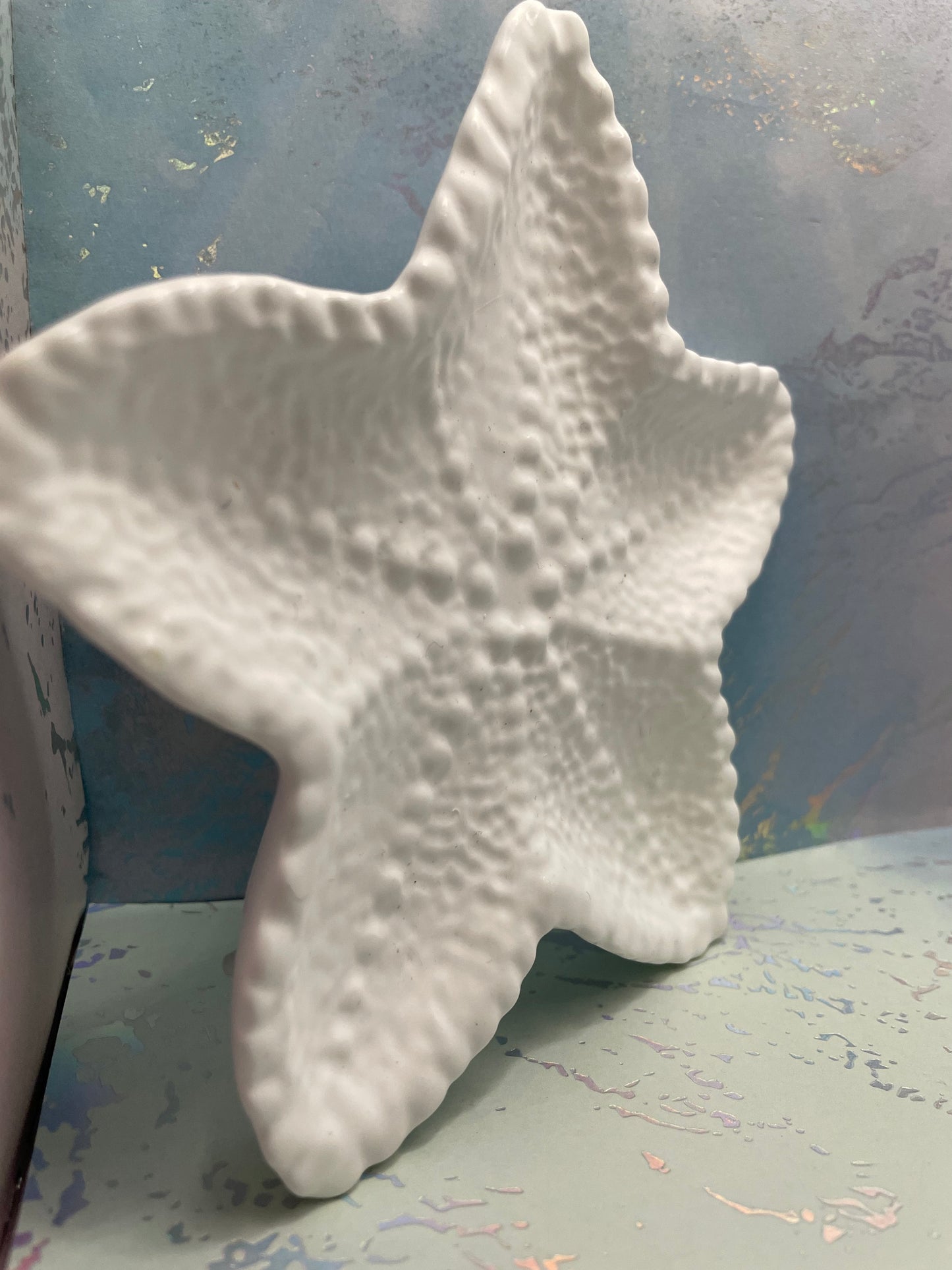 Plateau Décoratif Étoile de Mer en Éco-Résine Blanche