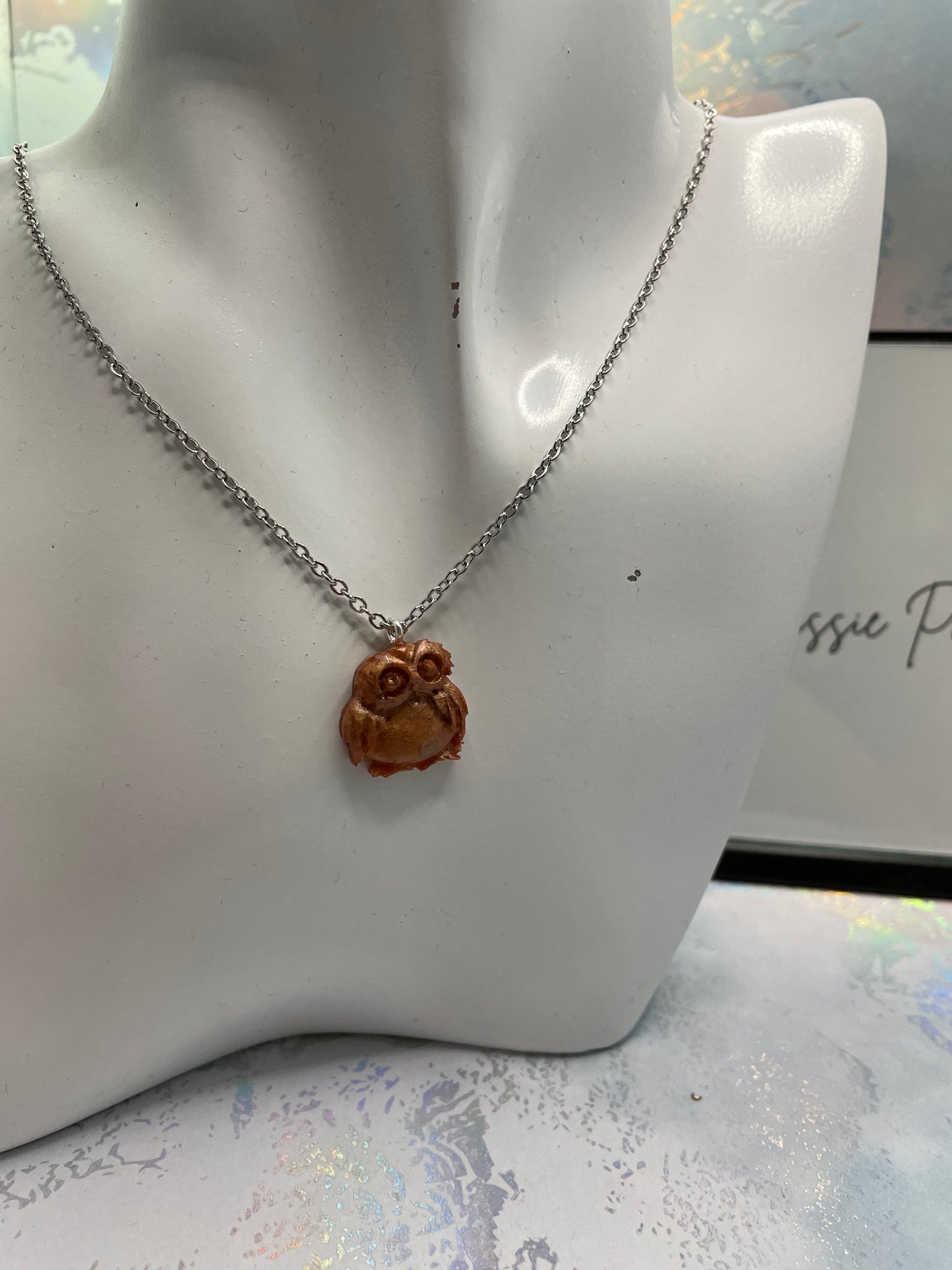 Collier hibou 18" - Sans nickel + acier inoxydable