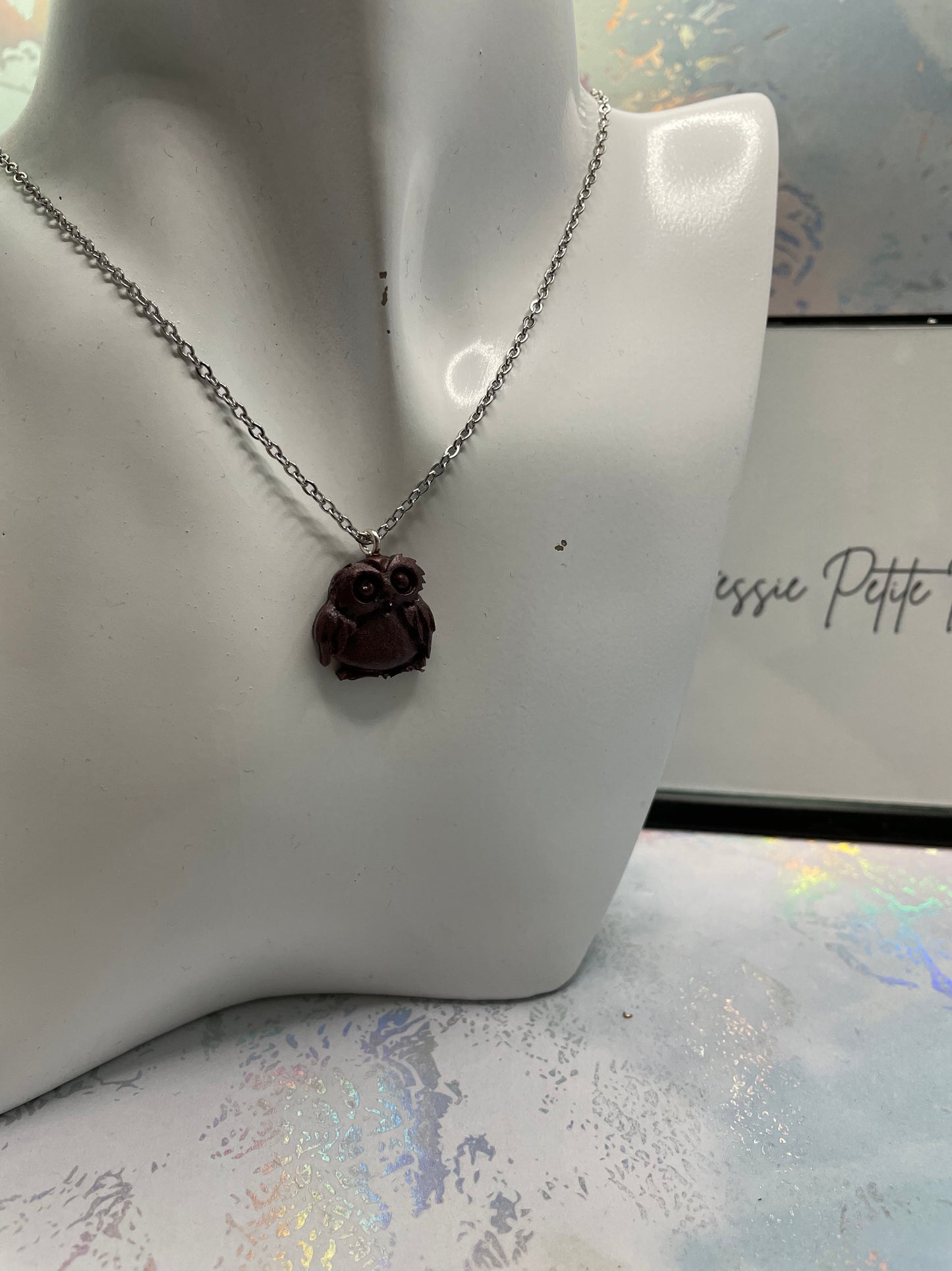 Collier hibou 18" - Sans nickel + acier inoxydable