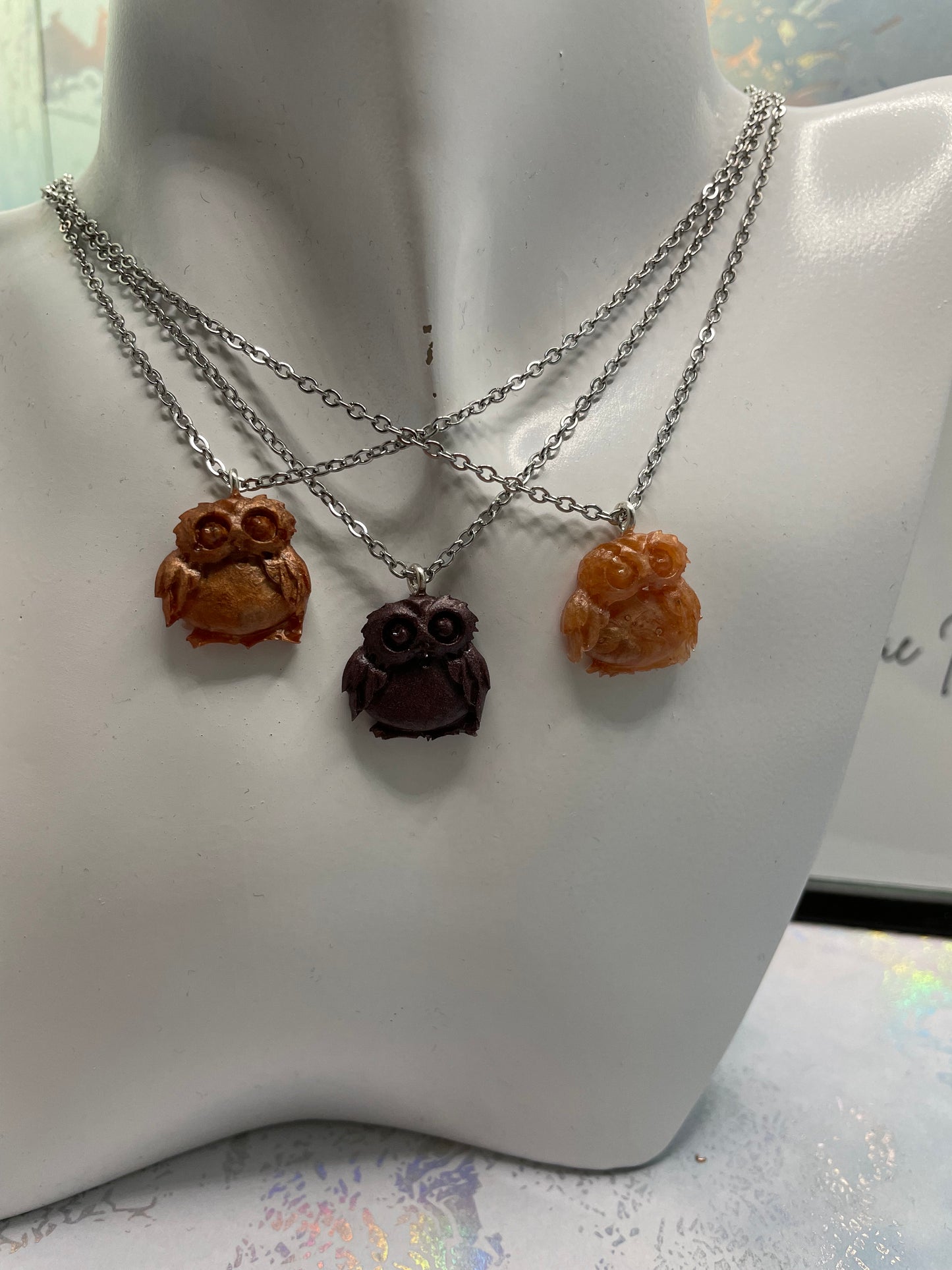 Collier hibou 18" - Sans nickel + acier inoxydable