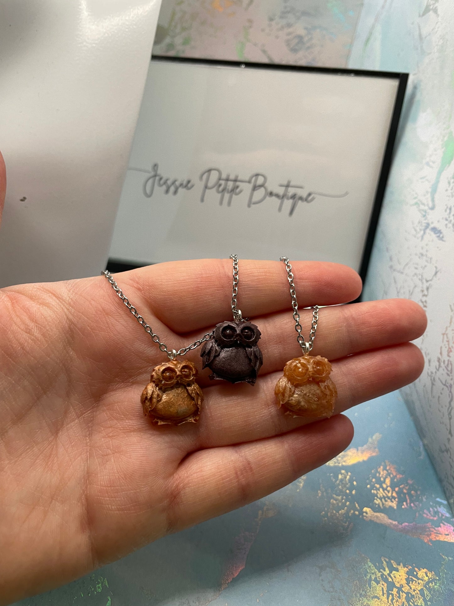 Collier hibou 18" - Sans nickel + acier inoxydable