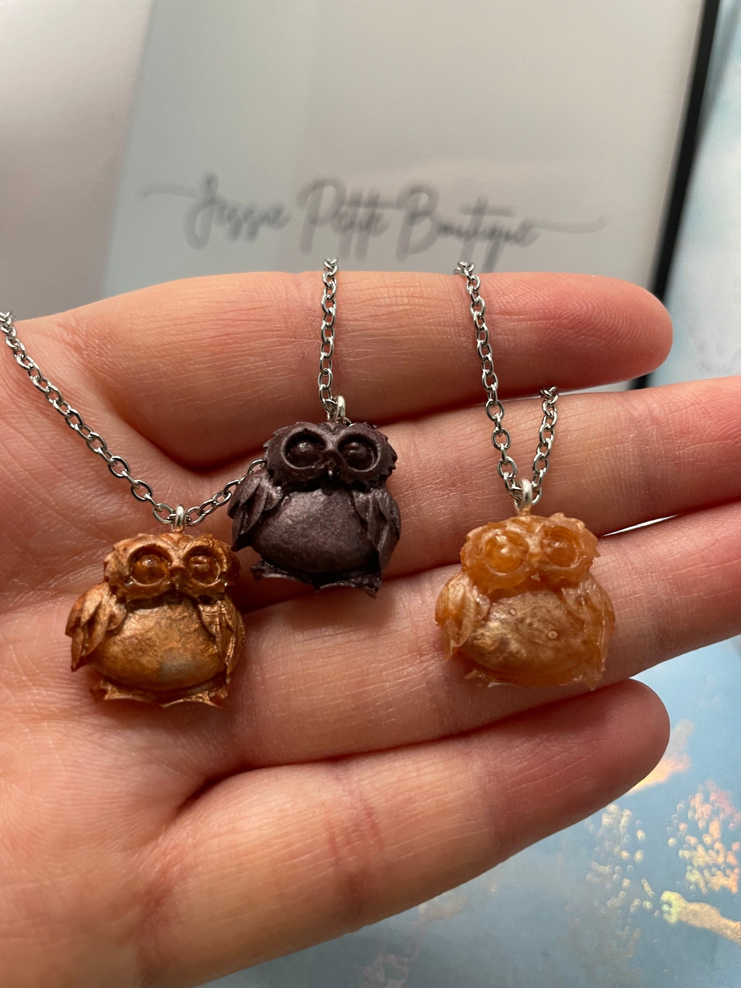 Collier hibou 18" - Sans nickel + acier inoxydable