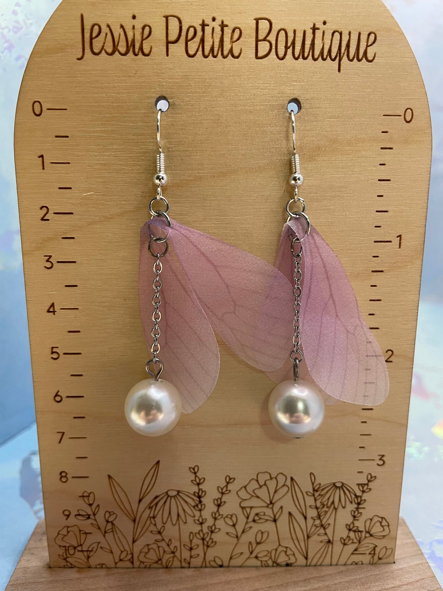 Boucles d’oreilles pendantes ailes de papillon avec billes