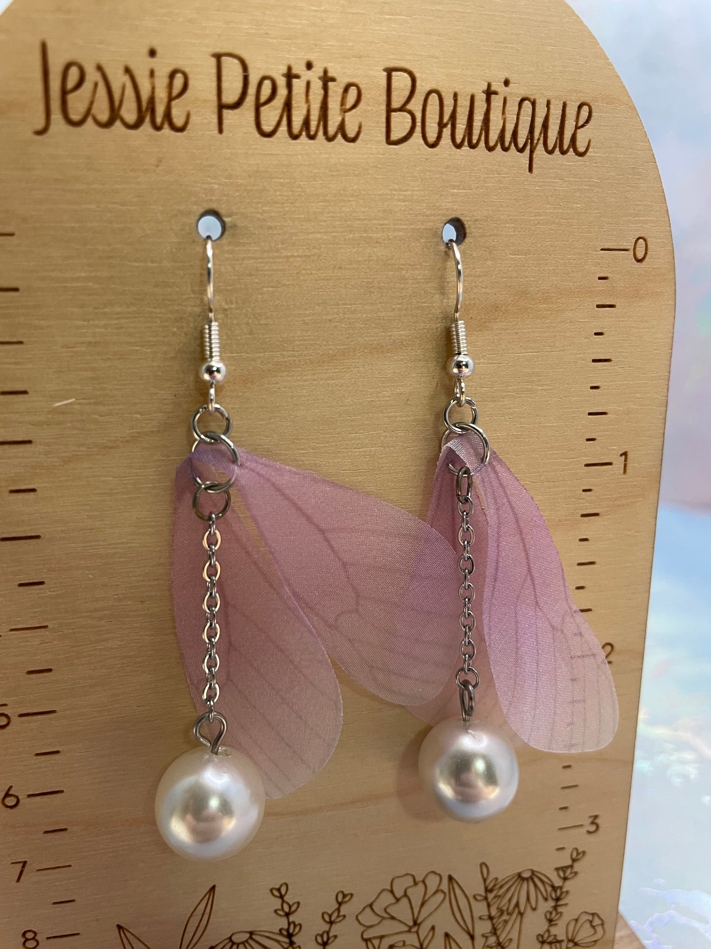 Boucles d’oreilles pendantes ailes de papillon avec billes