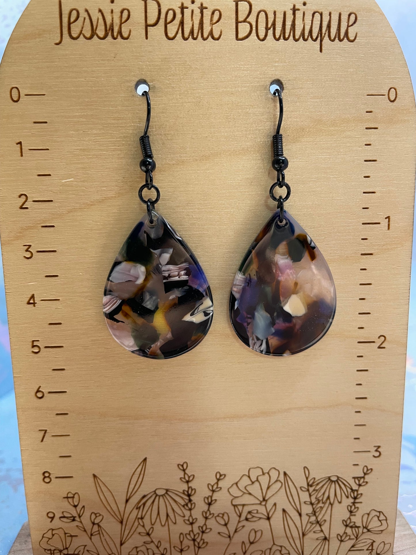 Boucles d'oreilles goutte acrylique multicolore