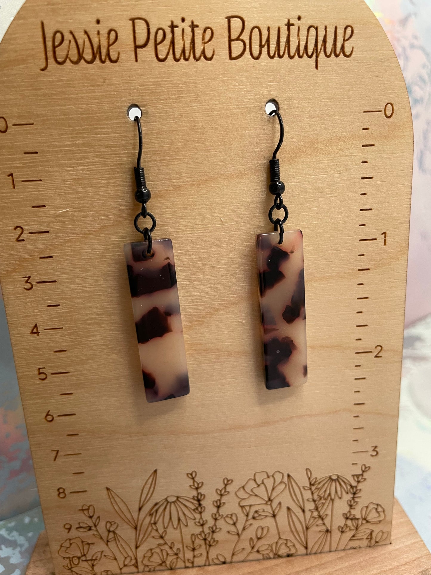Tortoise Rectangle Acetate Drop Earrings