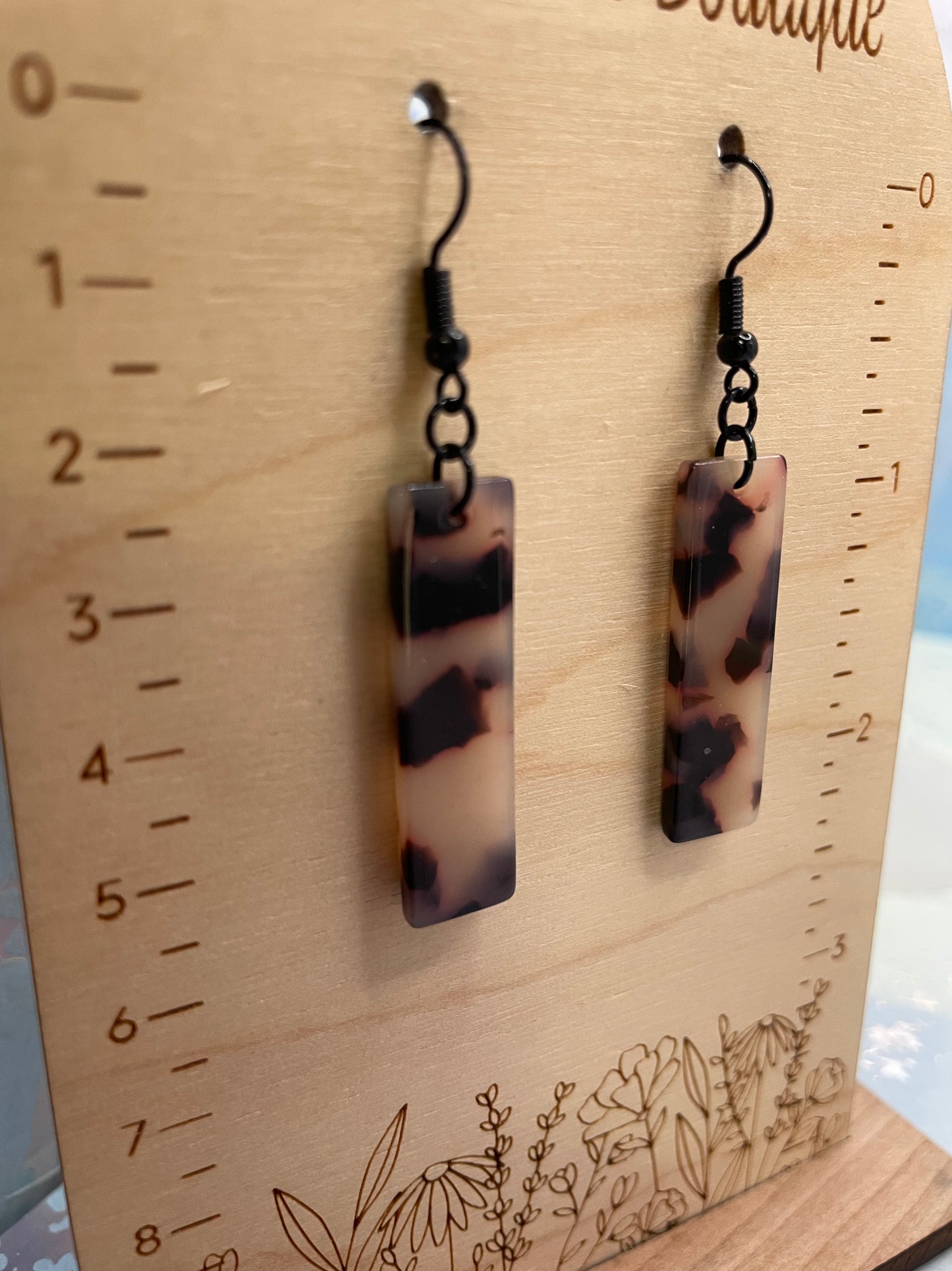 Tortoise Rectangle Acetate Drop Earrings