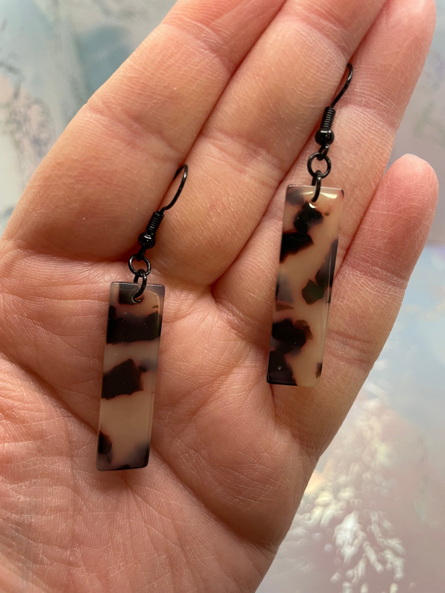 Tortoise Rectangle Acetate Drop Earrings