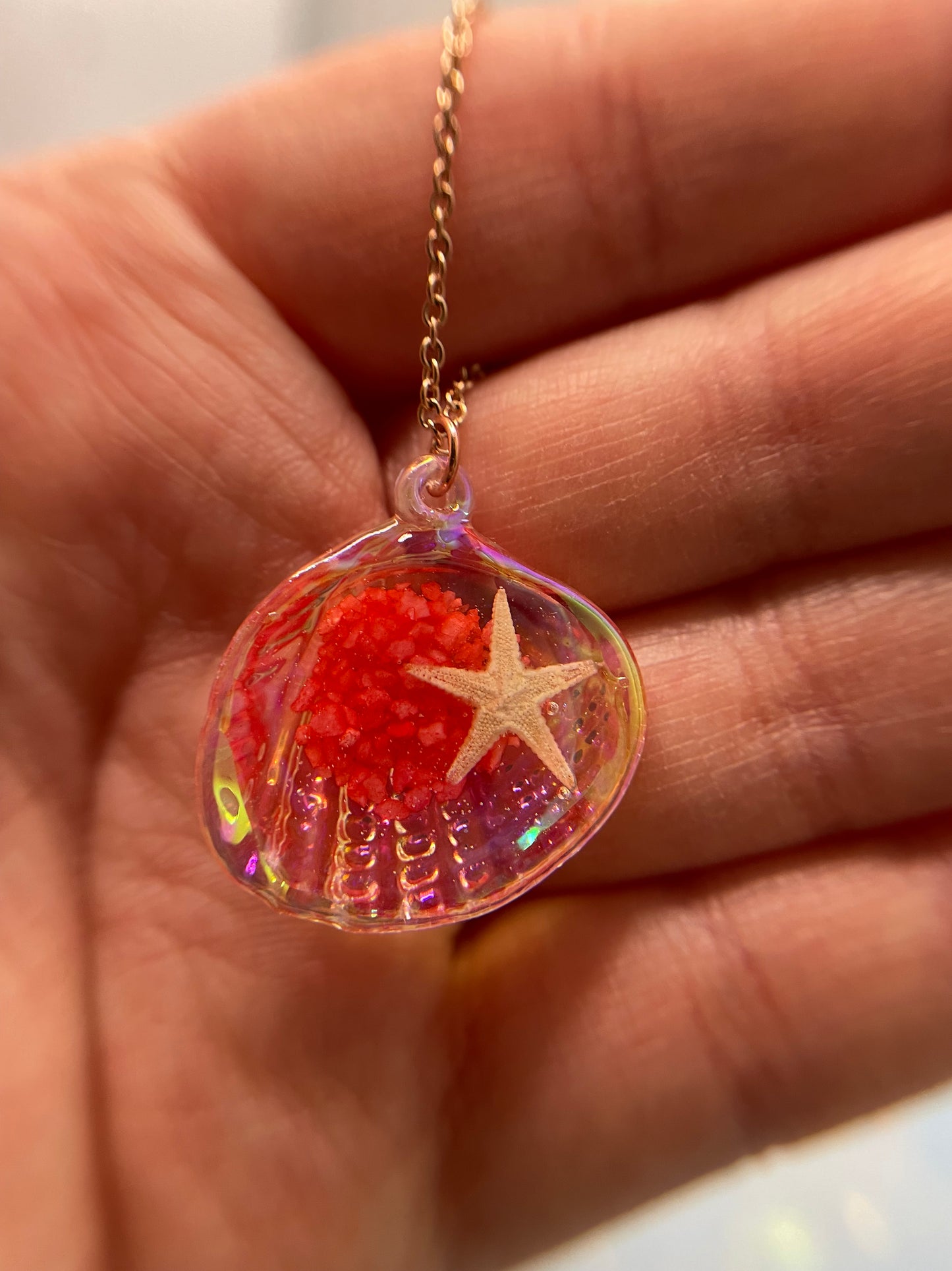 Pendentif coquillage en acrylique étoile de mer-22''Sans nickel