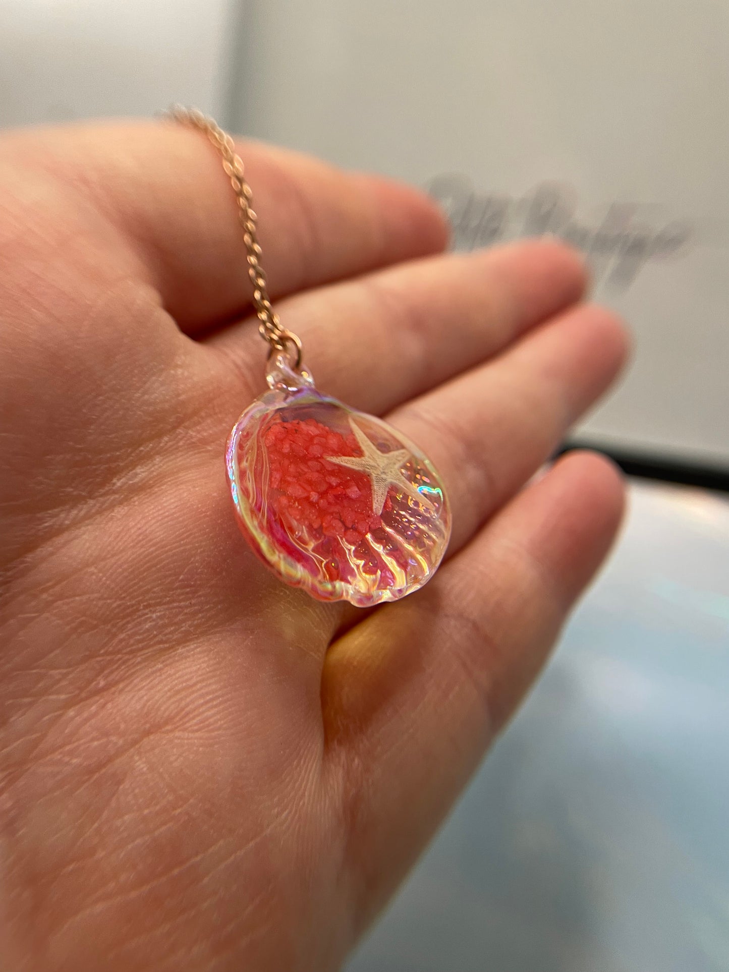 Pendentif coquillage en acrylique étoile de mer-22''Sans nickel