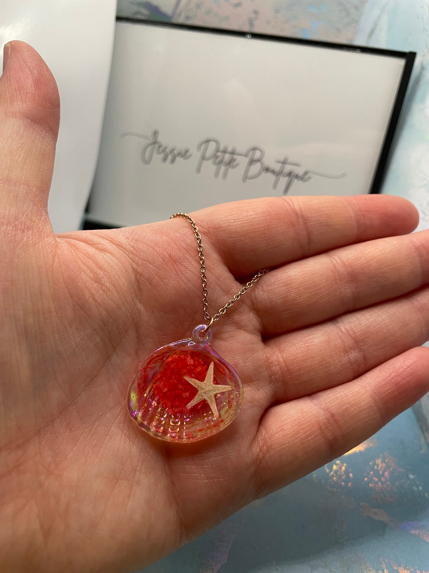 Pendentif coquillage en acrylique étoile de mer-22''Sans nickel