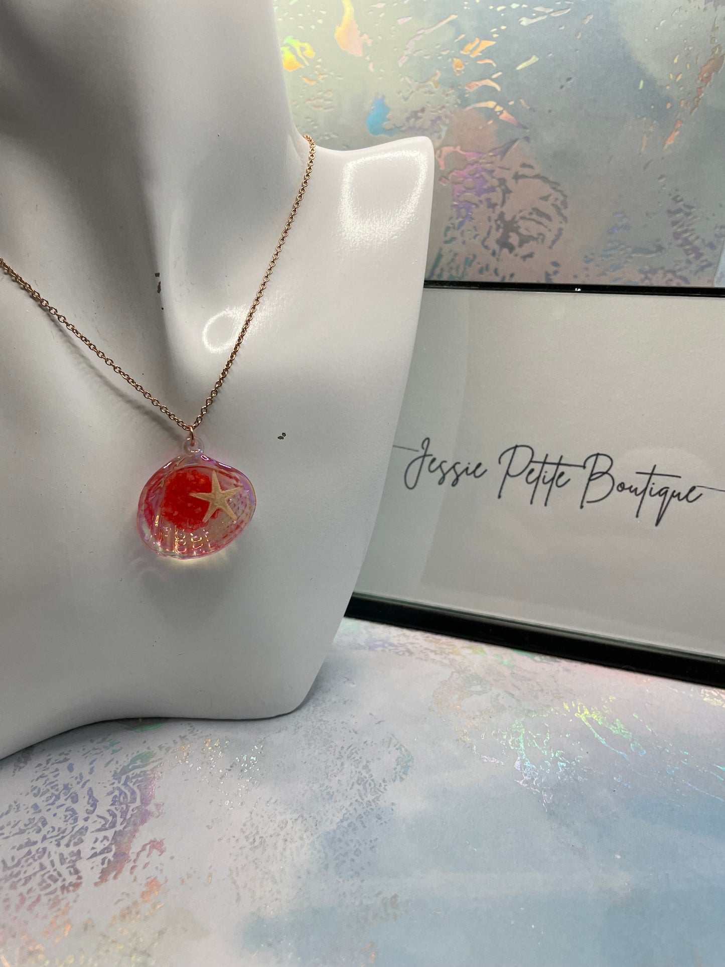 Pendentif coquillage en acrylique étoile de mer-22''Sans nickel