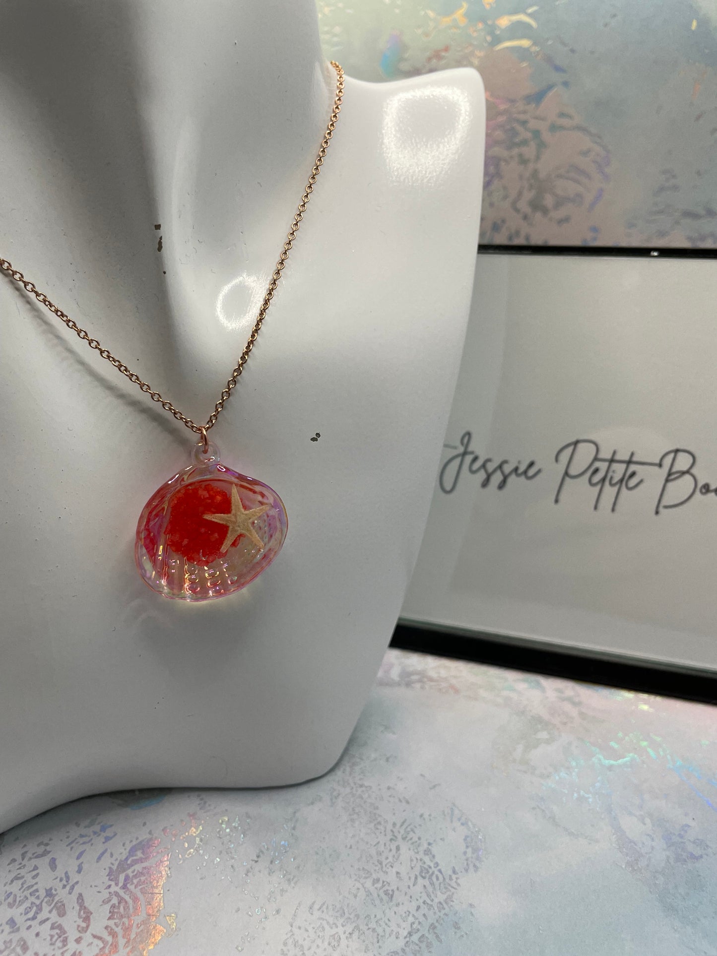 Pendentif coquillage en acrylique étoile de mer-22''Sans nickel