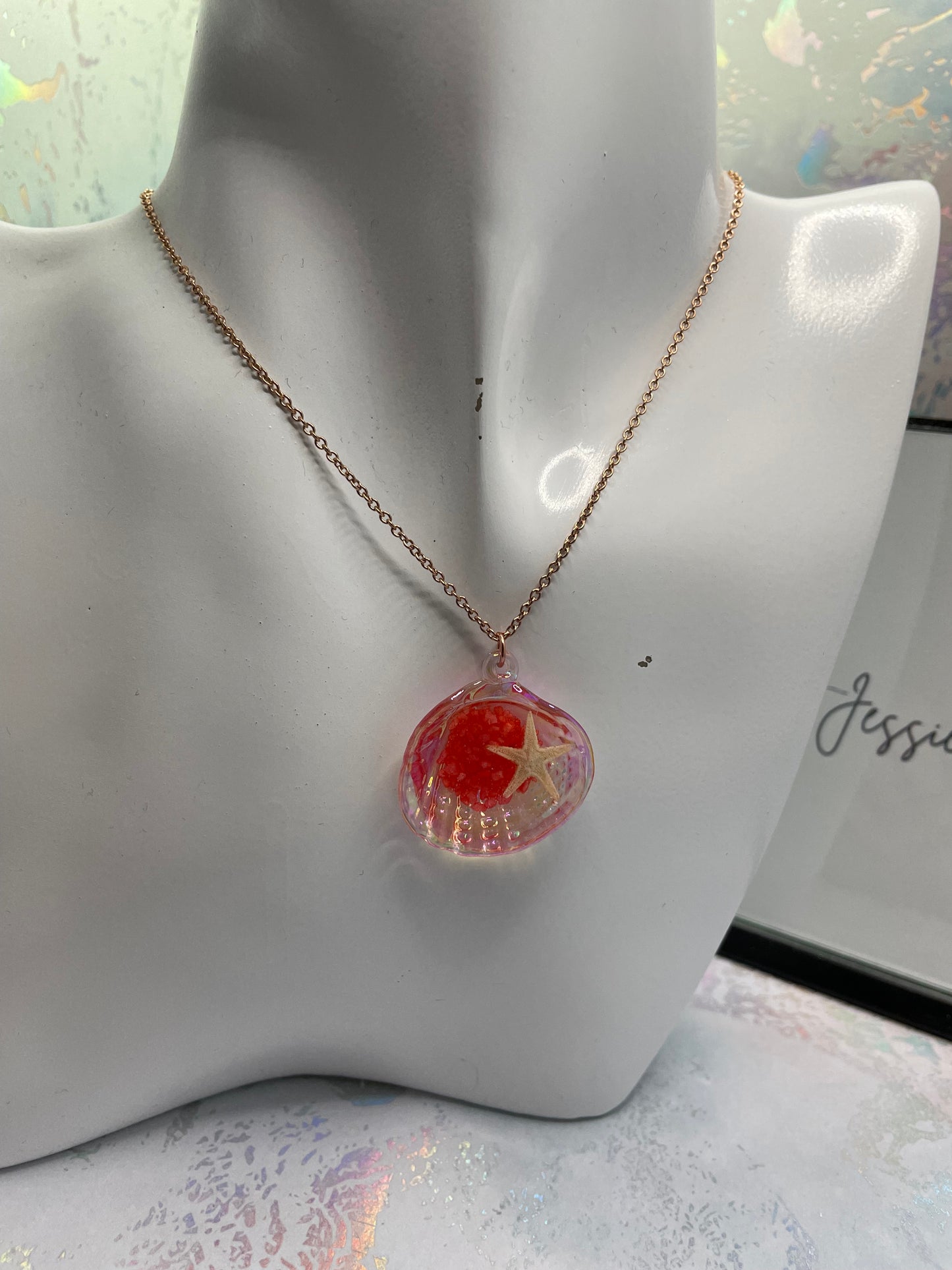 Pendentif coquillage en acrylique étoile de mer-22''Sans nickel
